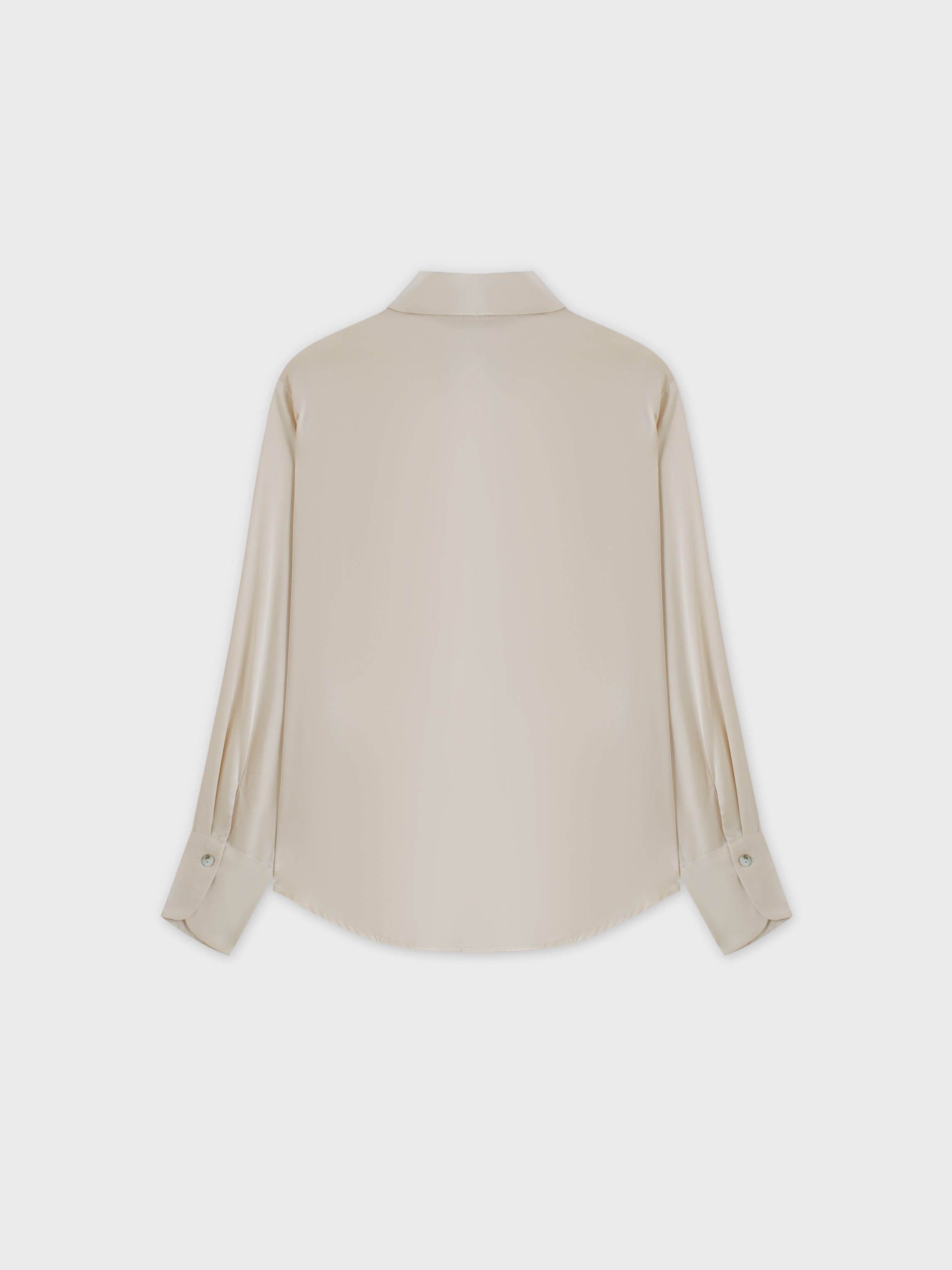 Oversized Satin Blouse-Bone