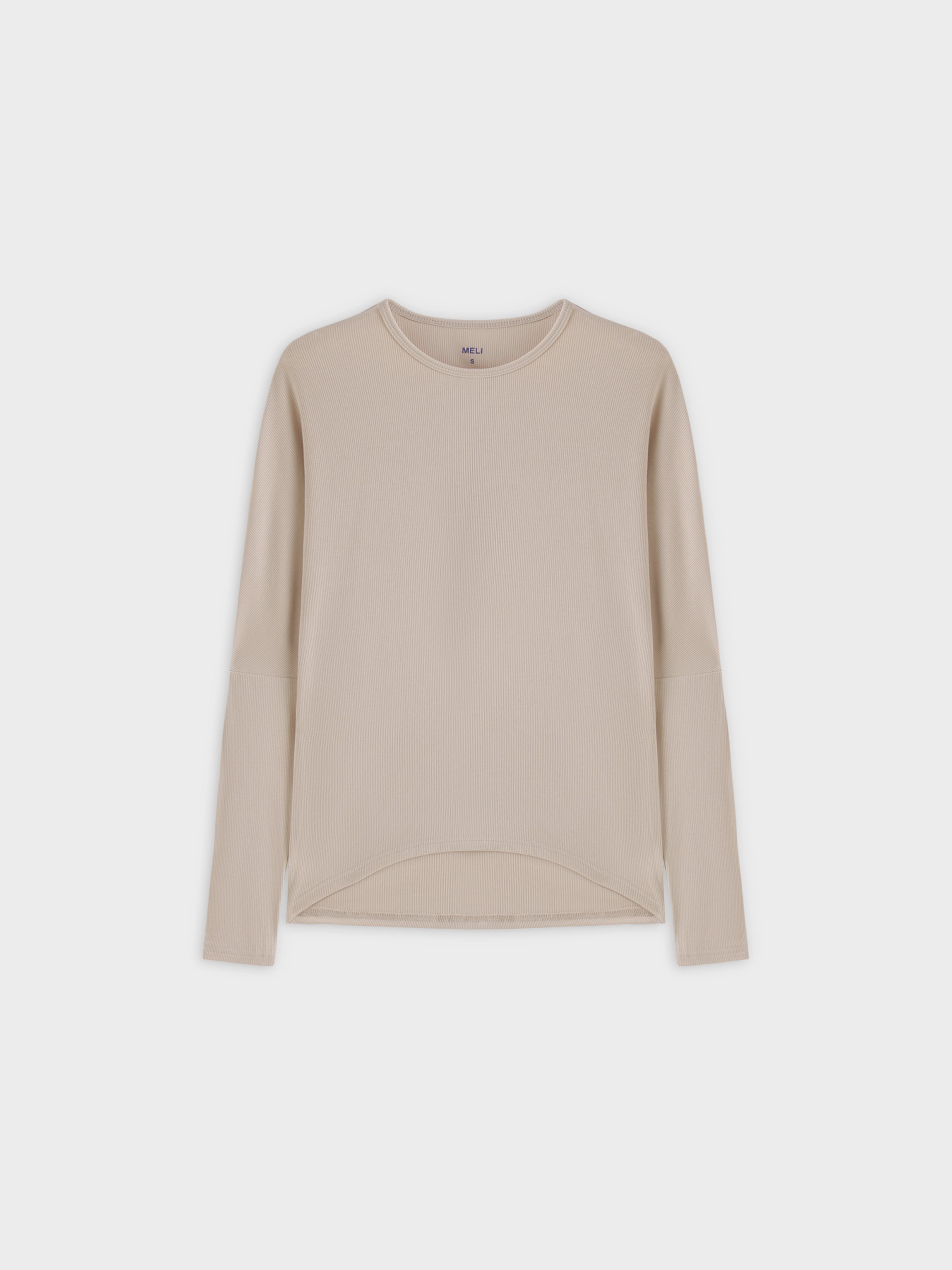 Crew Ribbed Dolman-Tan