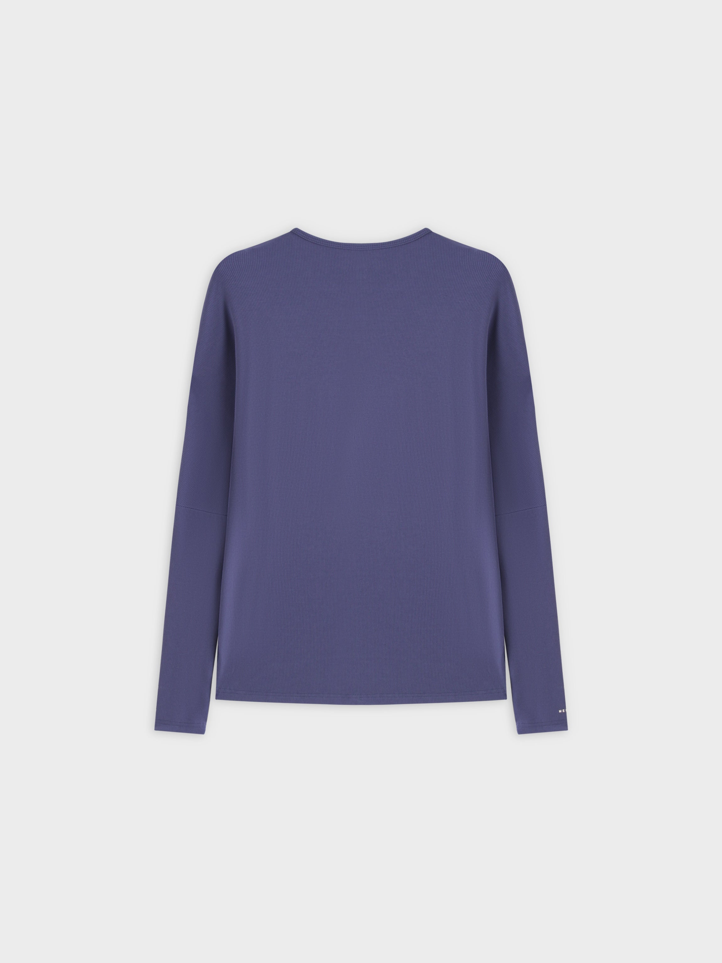 Crew Ribbed Dolman-Indigo Blue