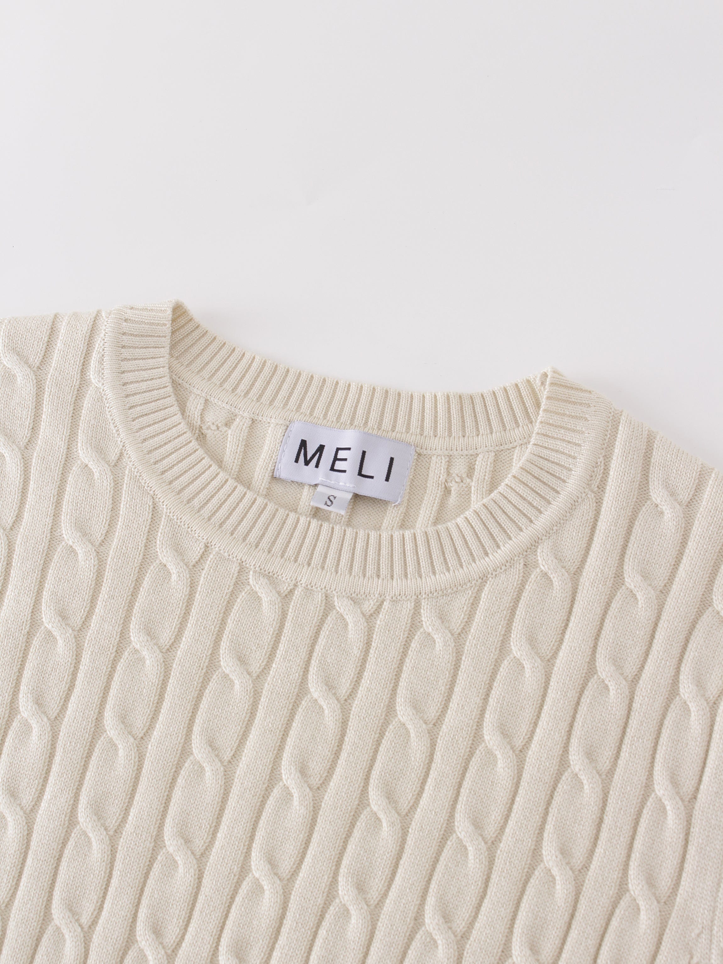 Knit Cable Sweater-Cream