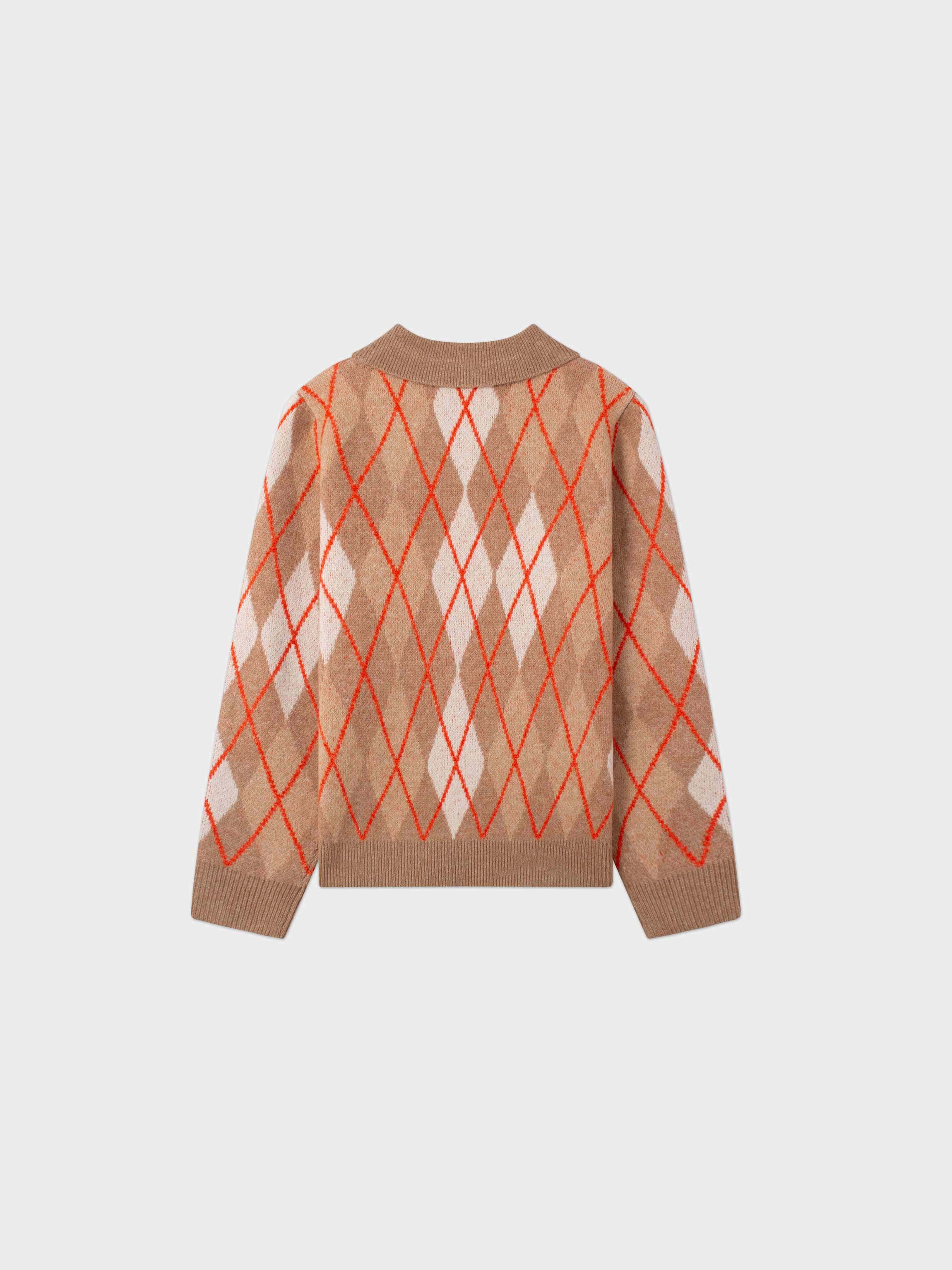 Argyle Collared Sweater-Camel