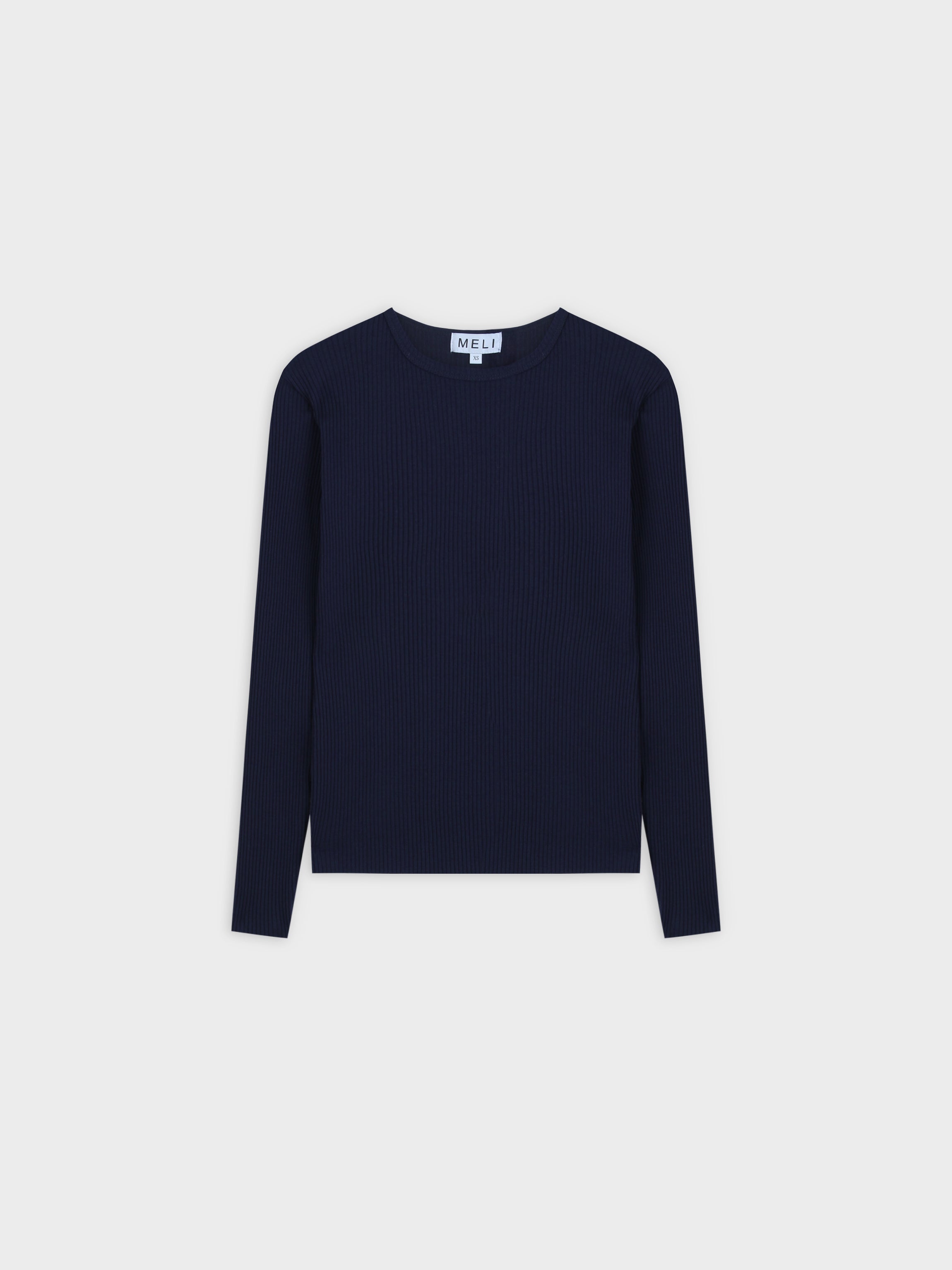 WIDE RIBBED CREW-NAVY