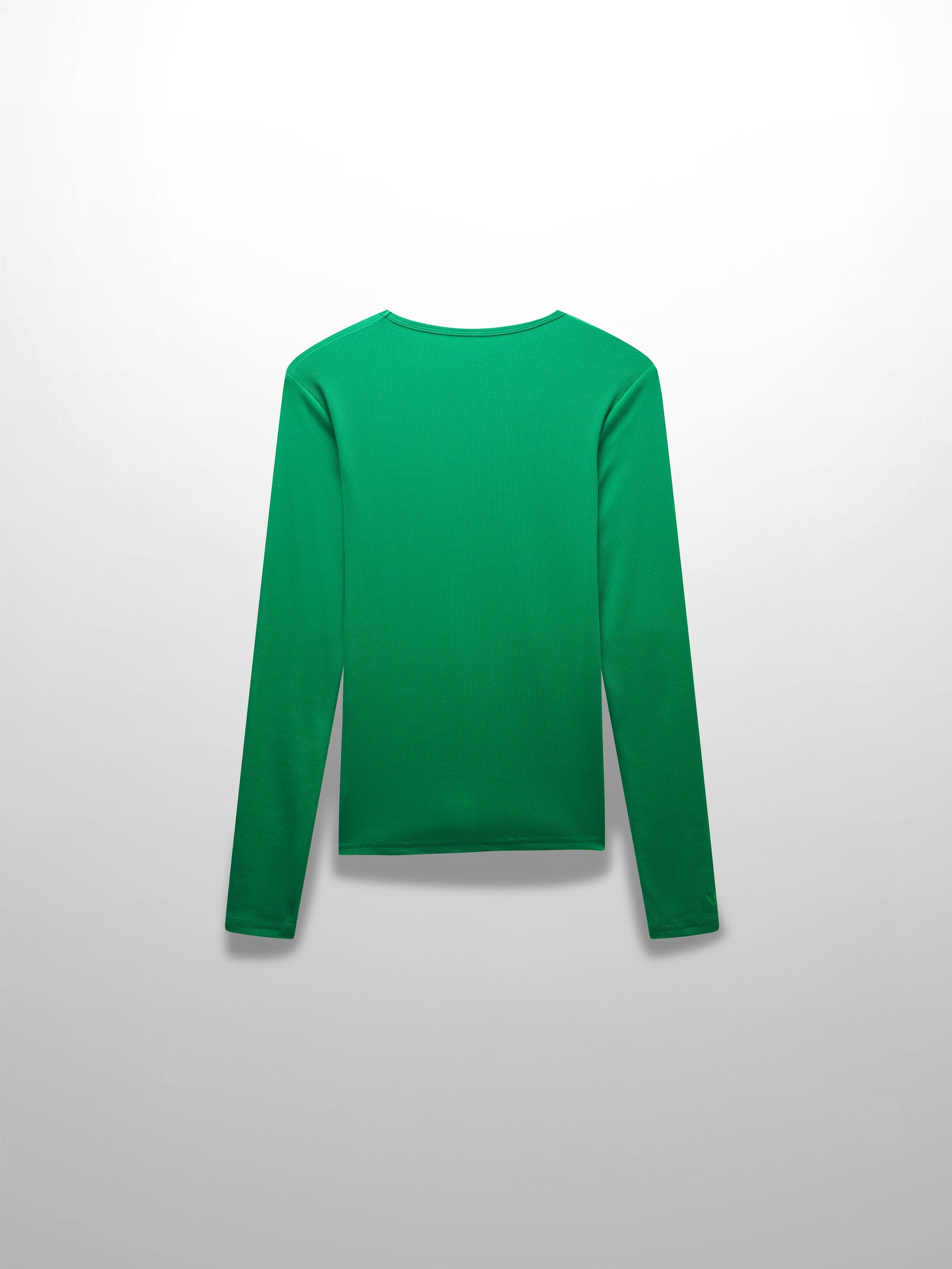 RIBBED HIGH V TEE LS-KELLEY GREEN
