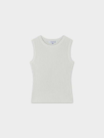 Sleeveless Ribbed Crew-White