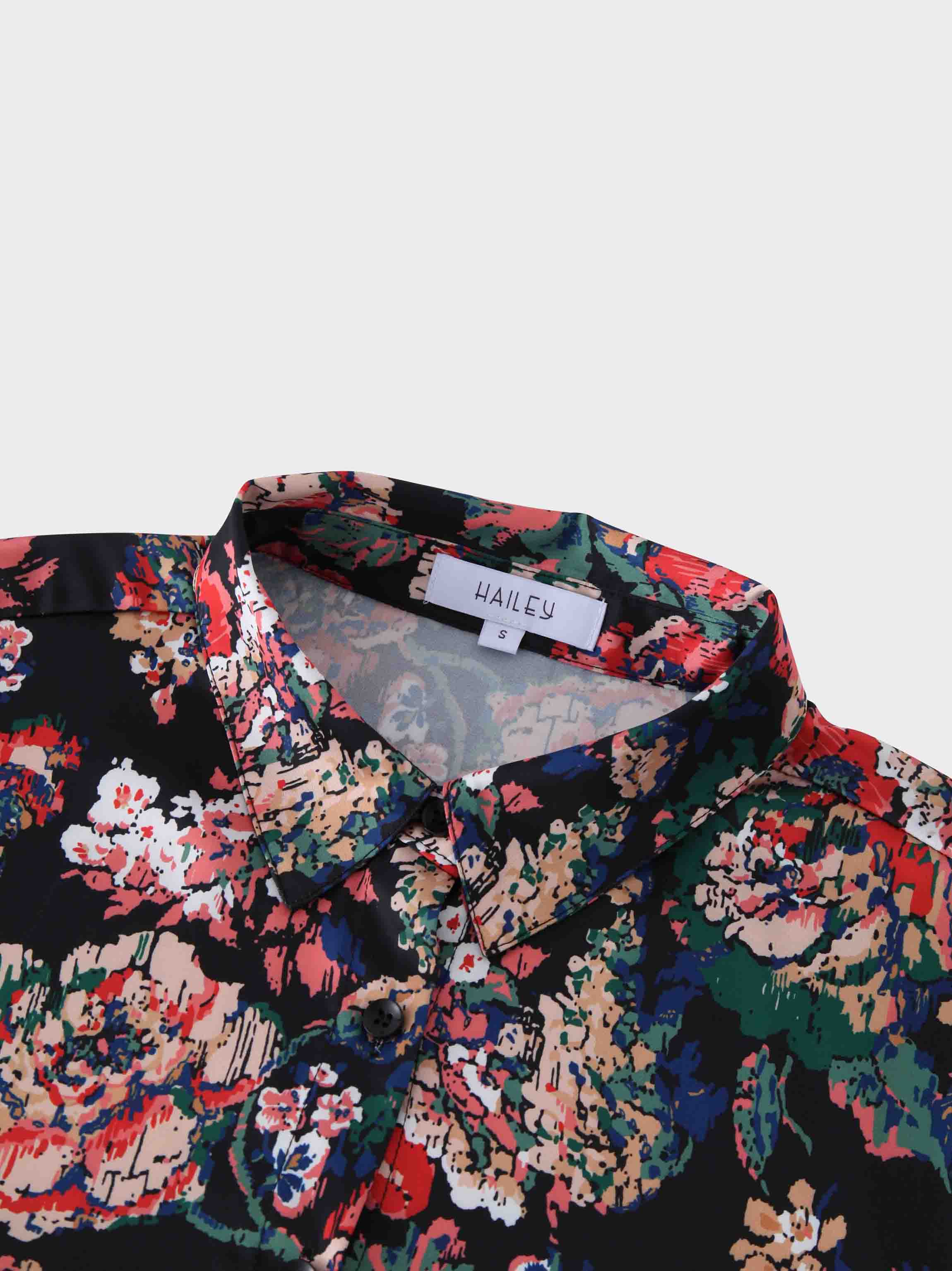 Oversized Satin Slip Blouse - Vintage Floral