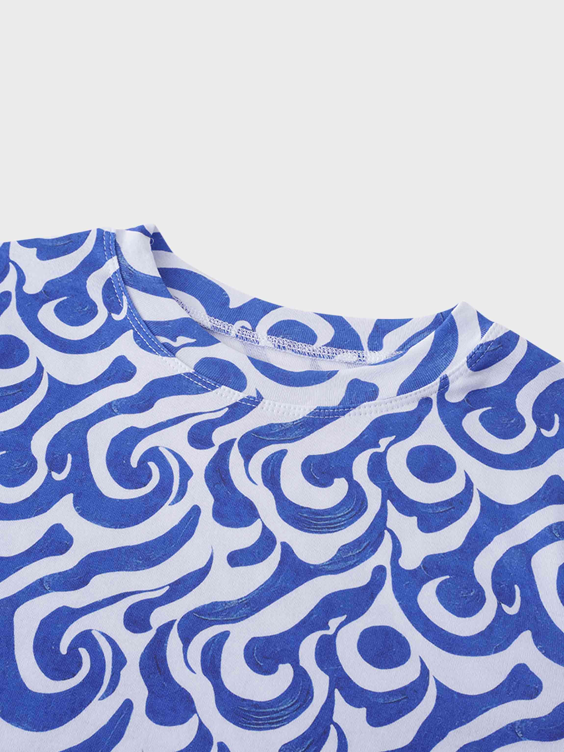 Basic Printed T-shirt-Waves For Days