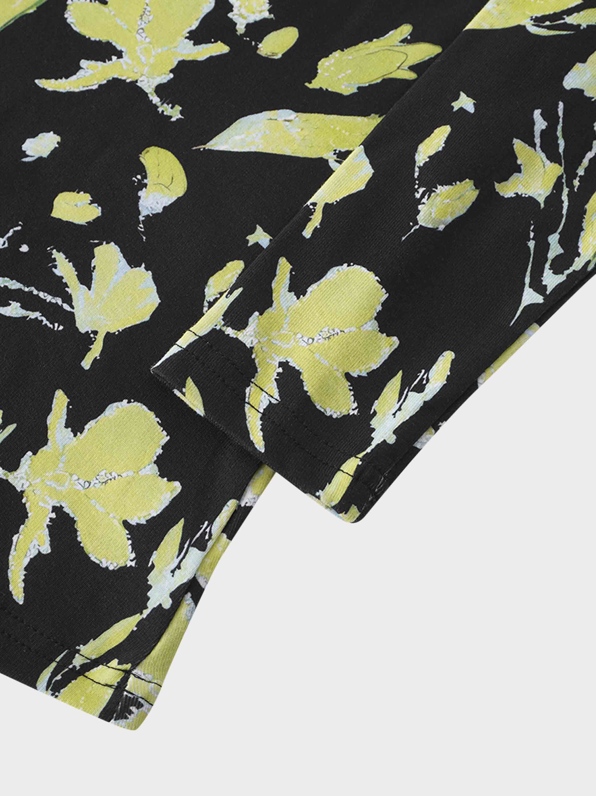 Basic Printed T-shirt-Neon Flower