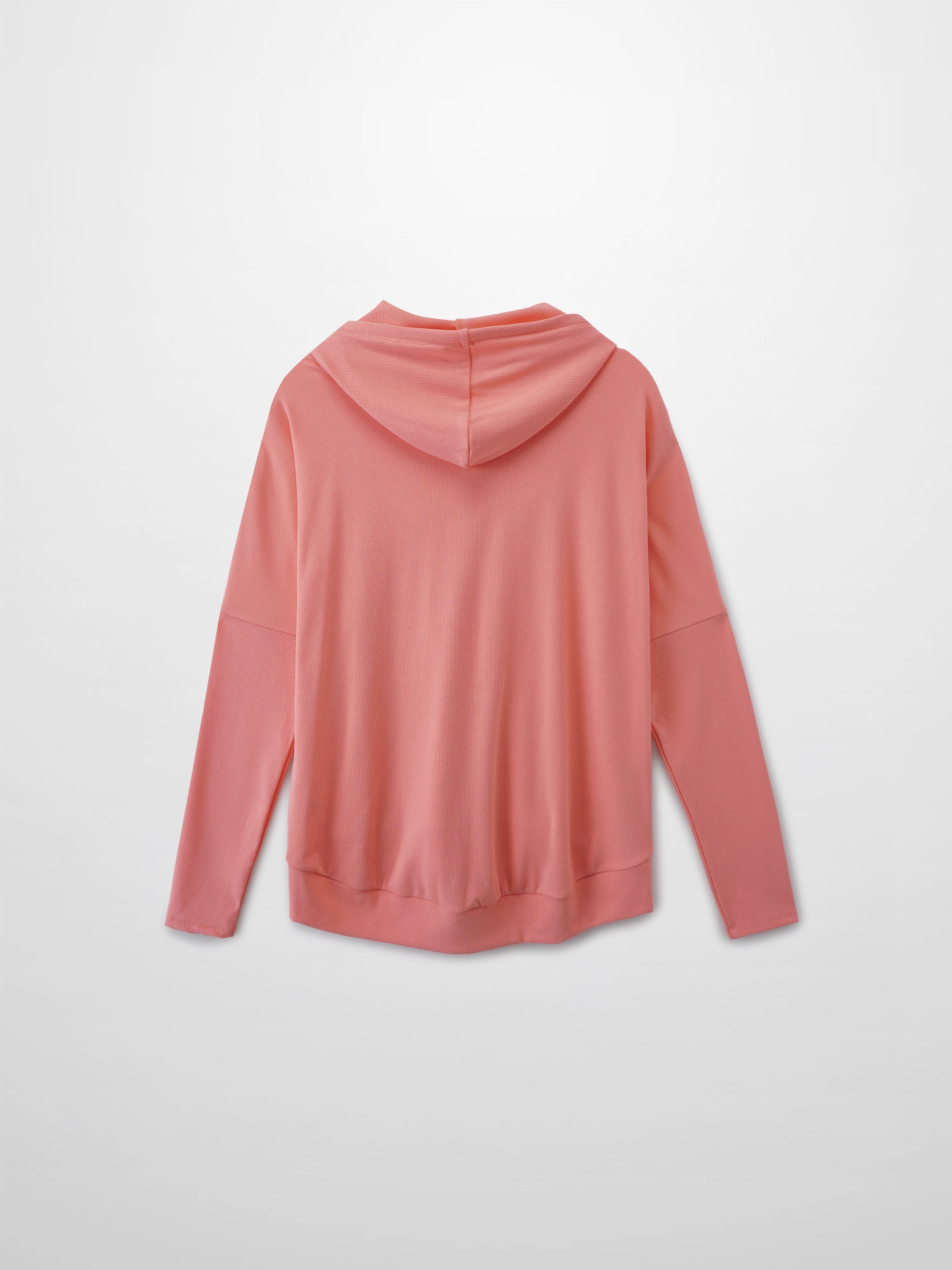 Ribbed Half Zip Hoodie Tee-Coral Pink