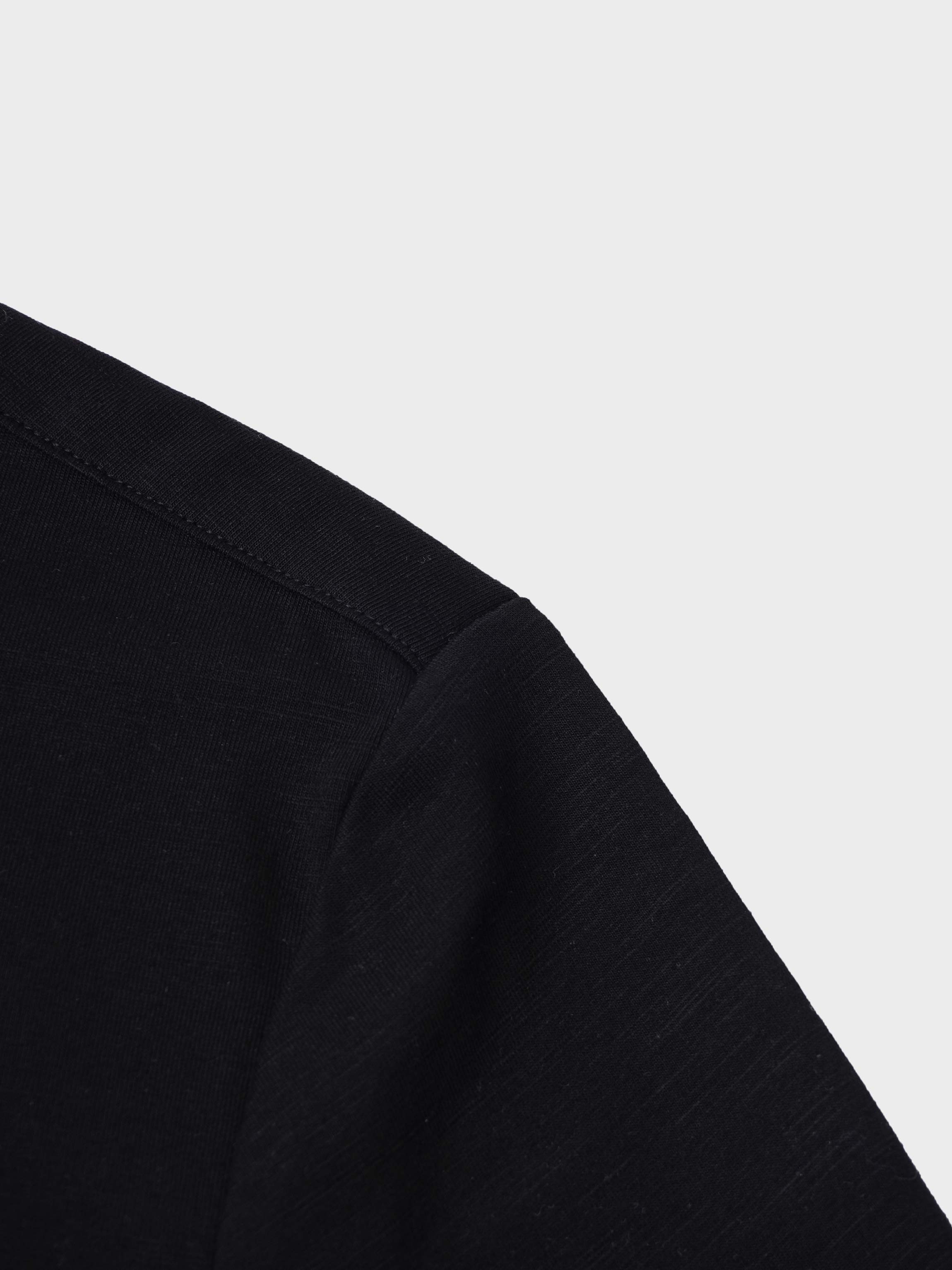 Button Down T-Shirt Blouse-Black