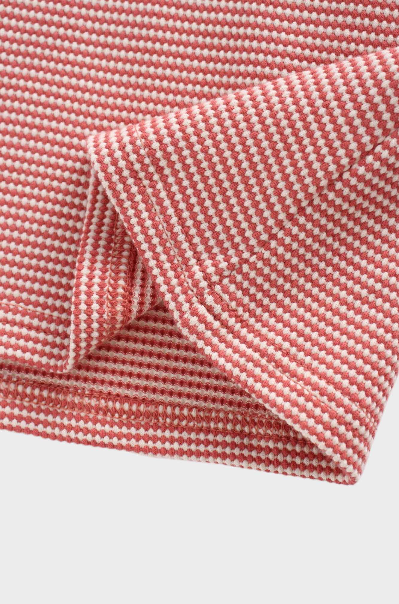 Waffle Striped Crew Tee-Rose/White