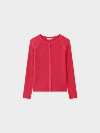Ribbed Knit Cardigan-Hot Pink