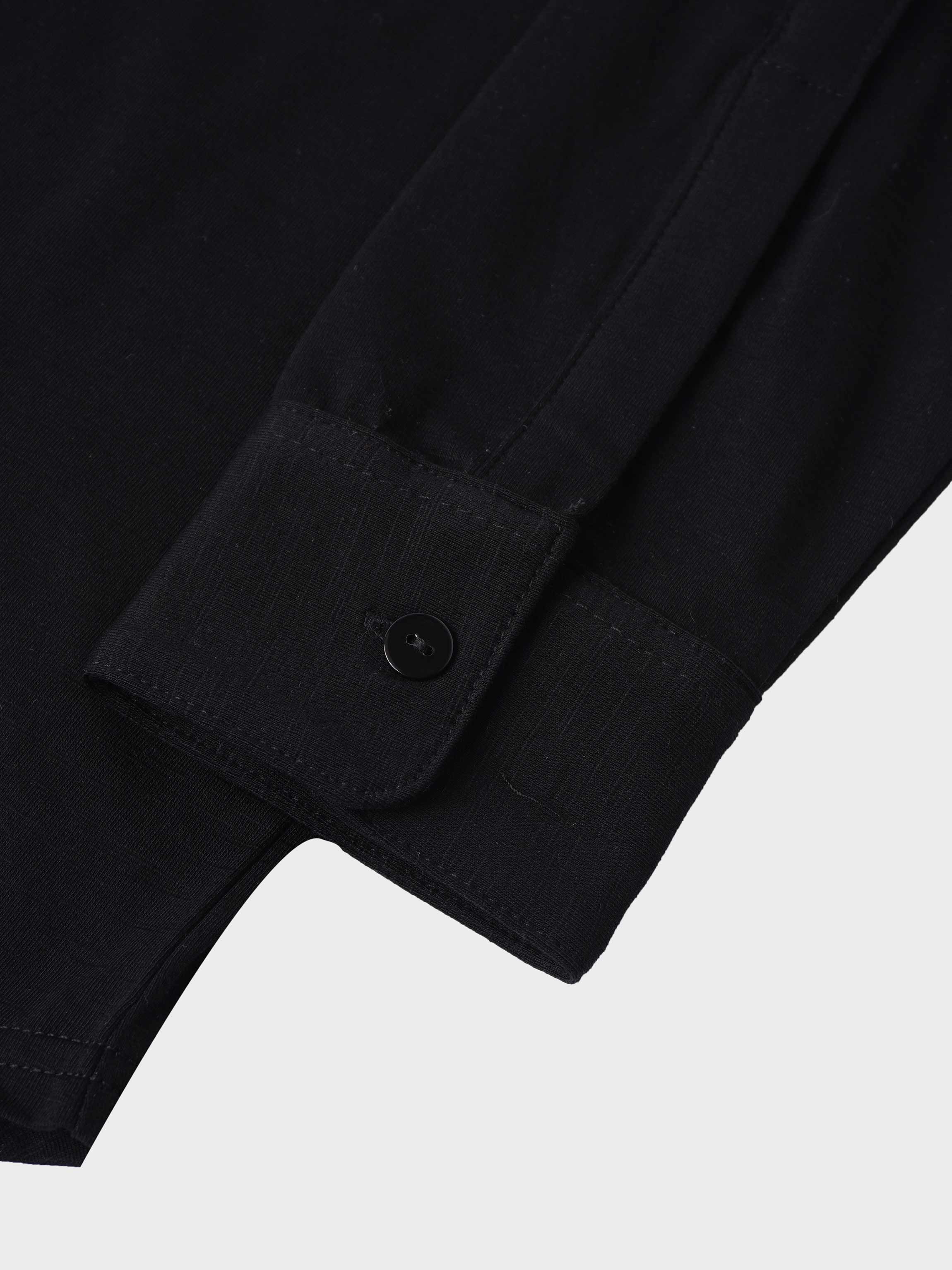 Button Down T-Shirt Blouse-Black