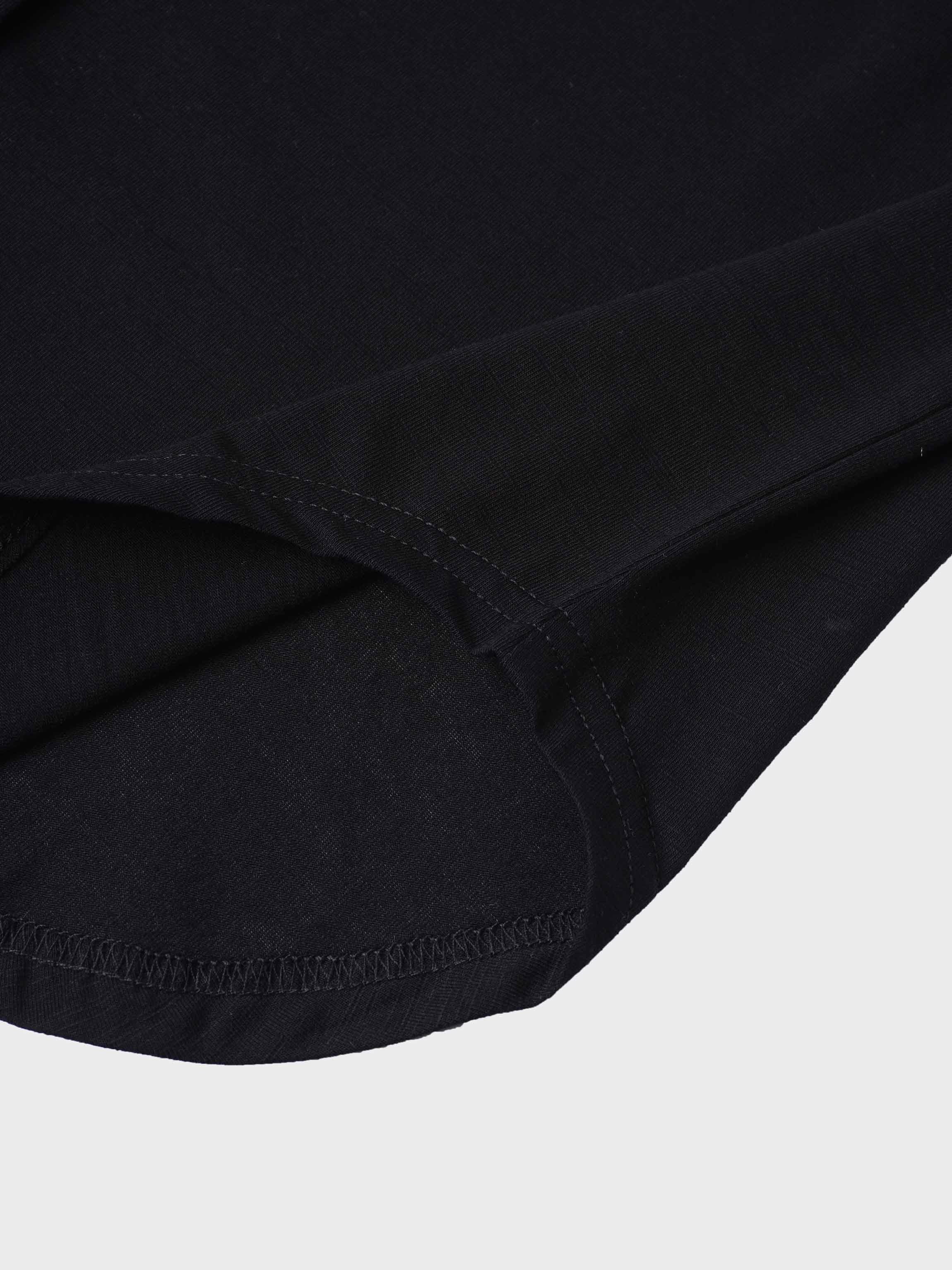 Button Down T-Shirt Blouse-Black