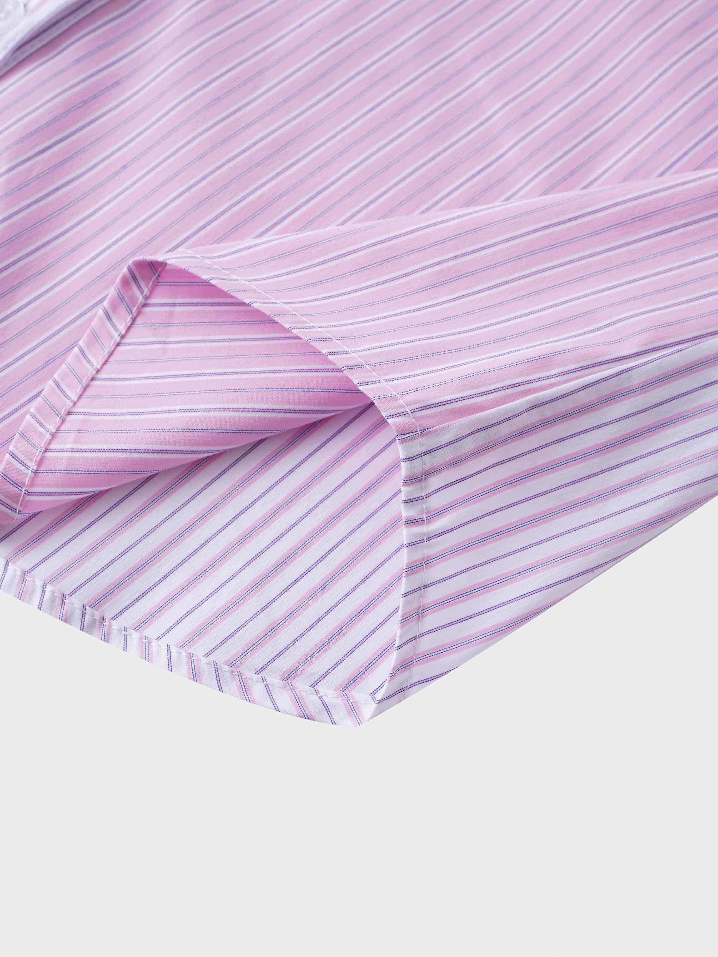 Mix Pinstripe Button Down Shirt-Pink