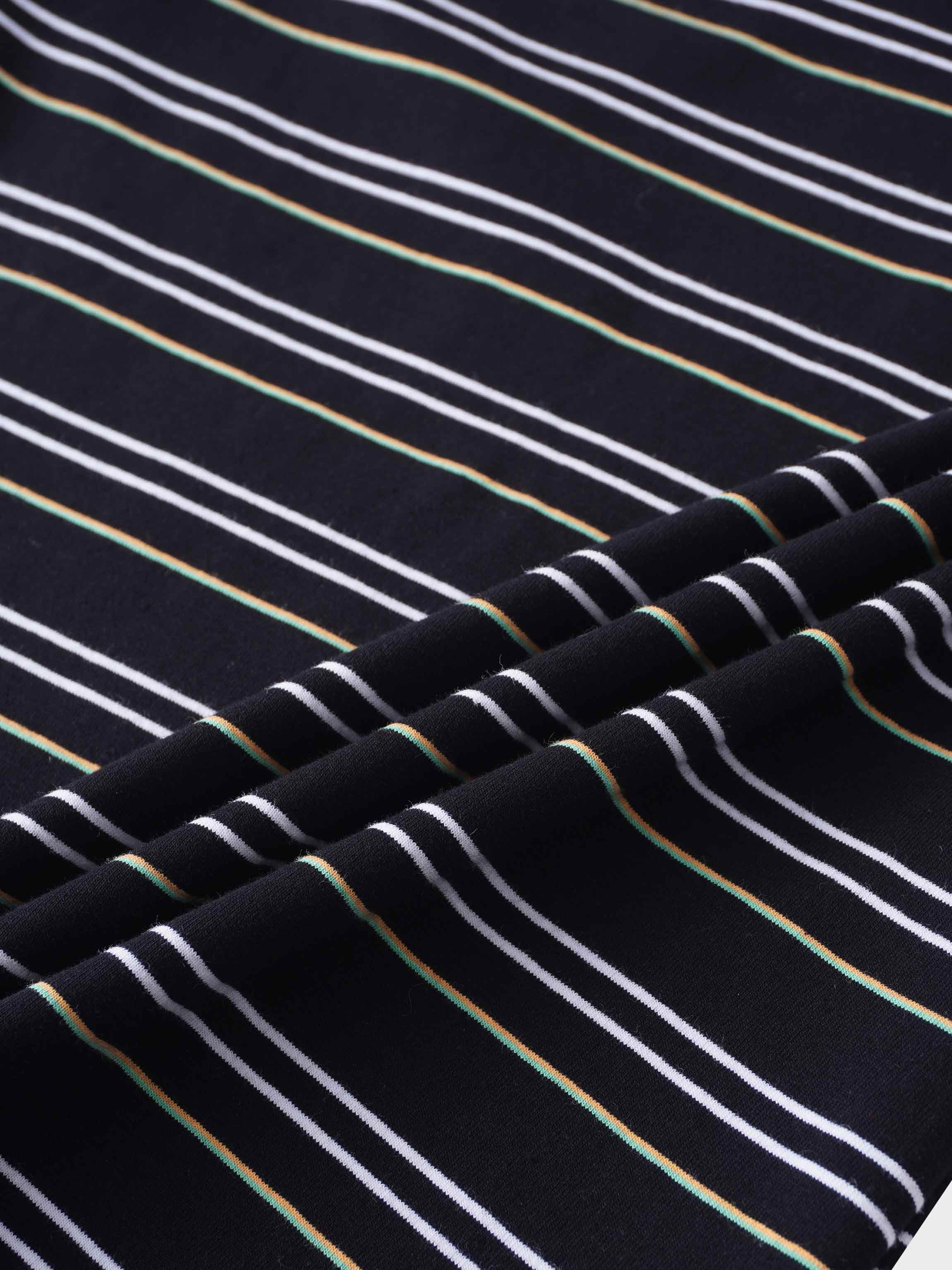 Flat Striped Crew Long Sleeve-Black/White/Green