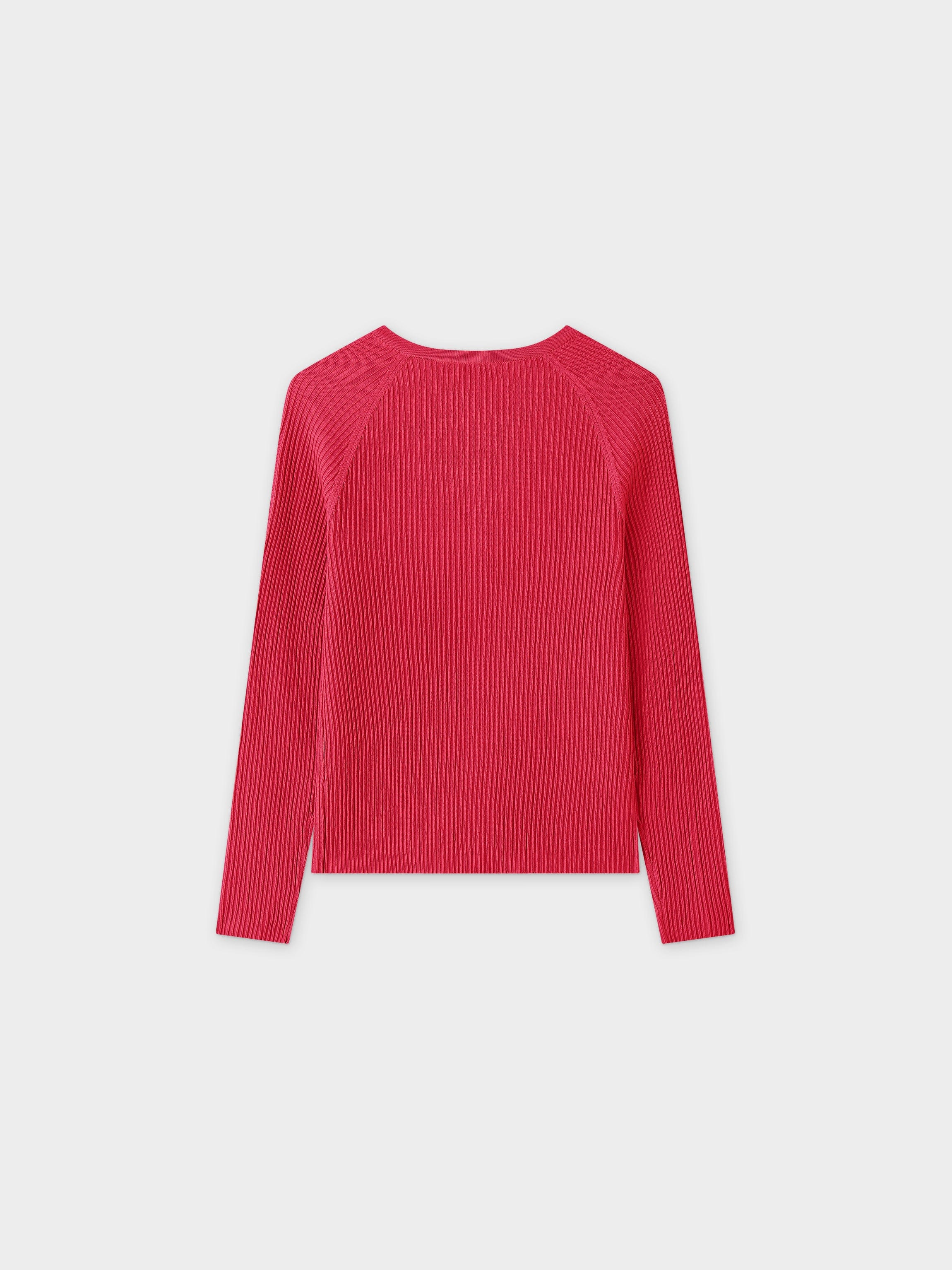 Ribbed Knit Cardigan-Hot Pink