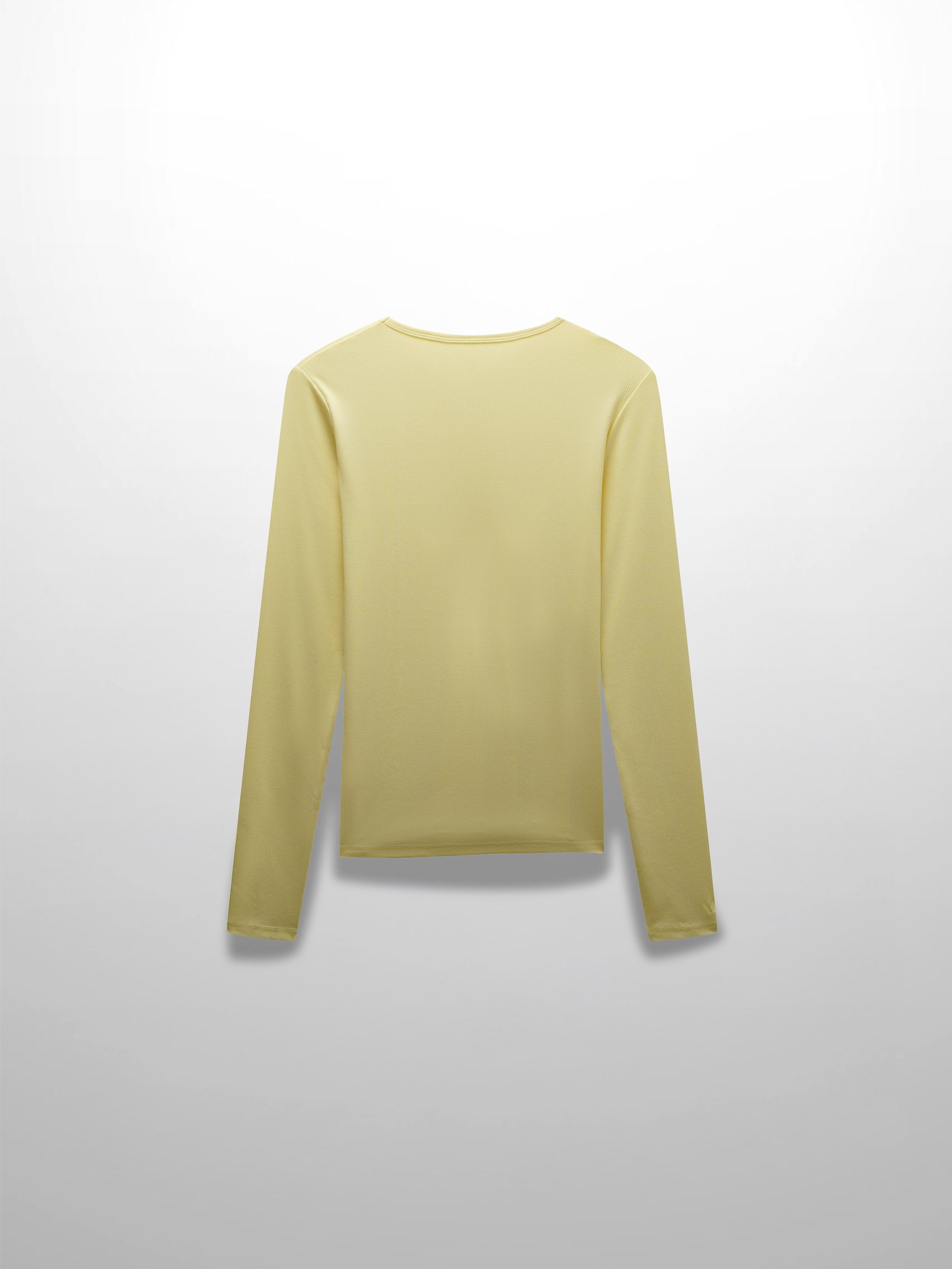 RIBBED HIGH V TEE LS-BUTTER YELLOW