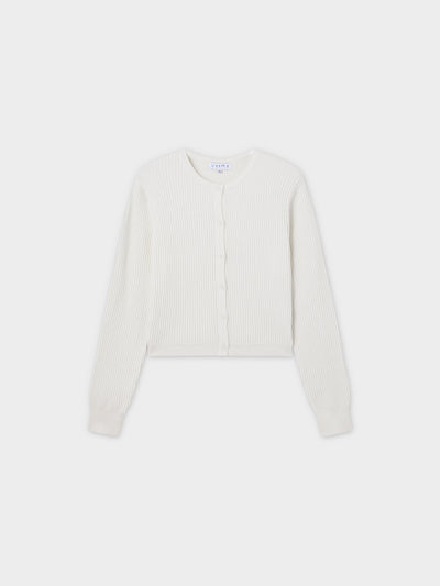 Button Down Ribbed Cardigan-Ivory