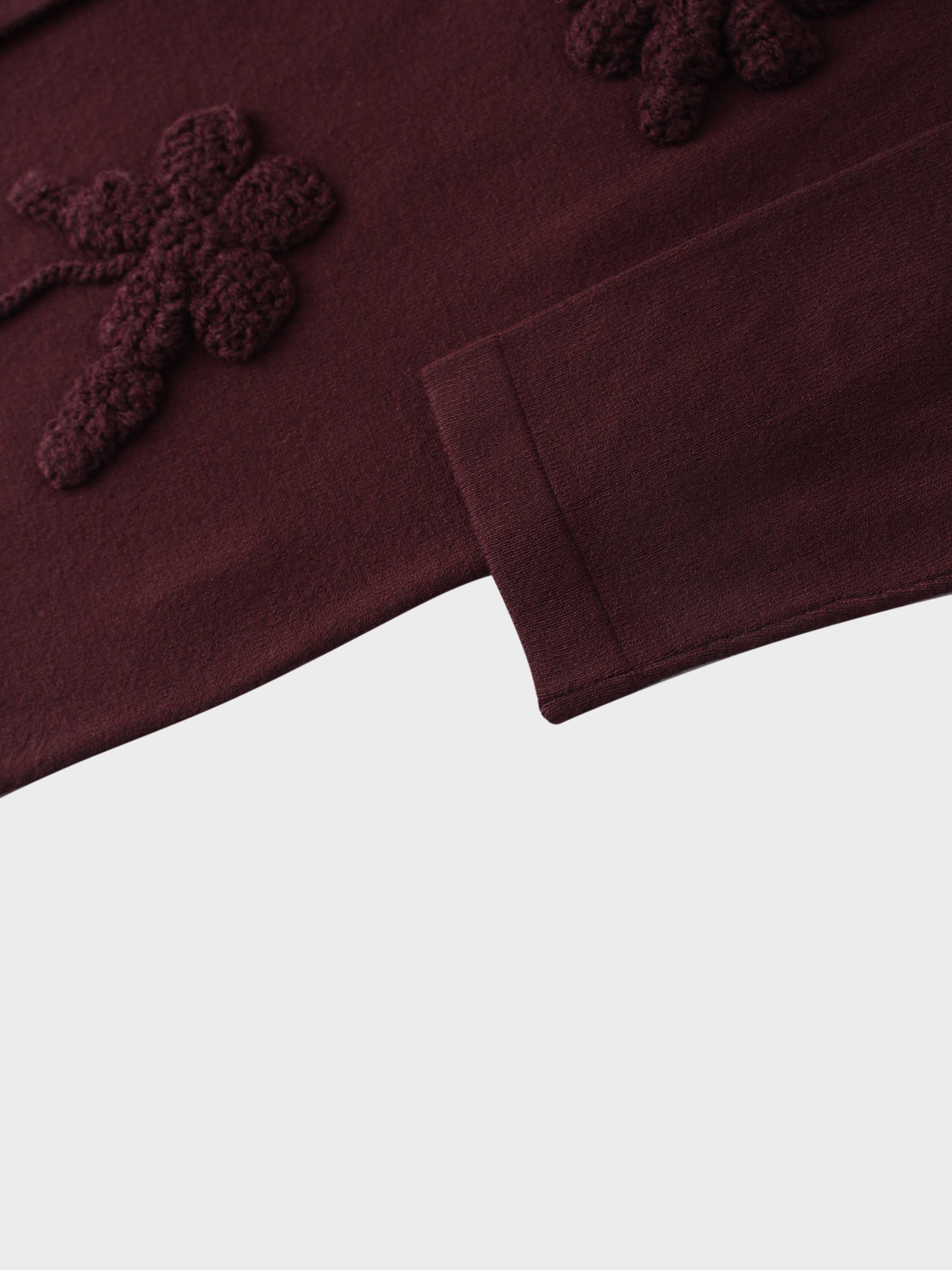 Crochet Puff Flower Sweater Set-Plum