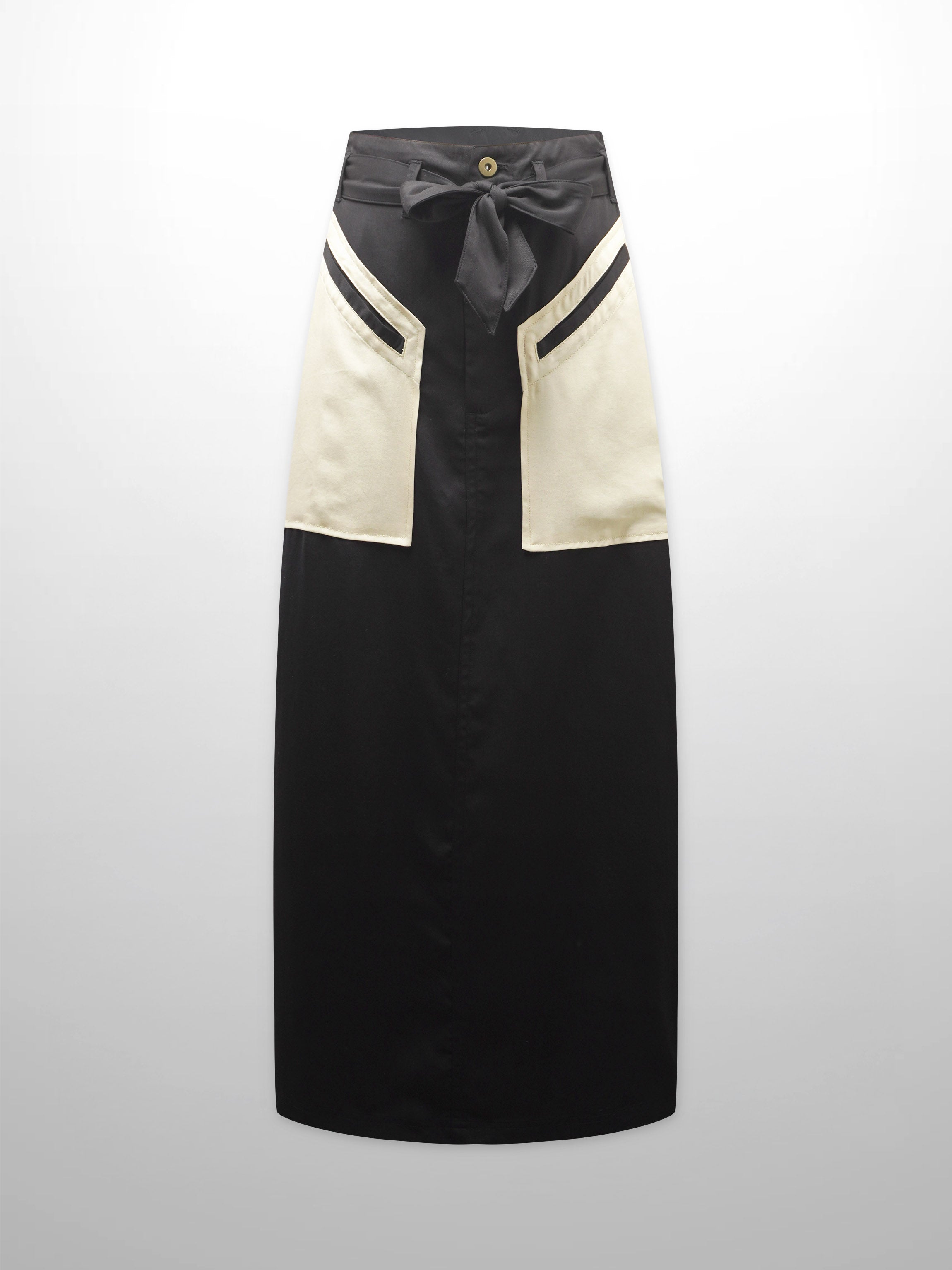 Contrast Pocket Skirt-Black