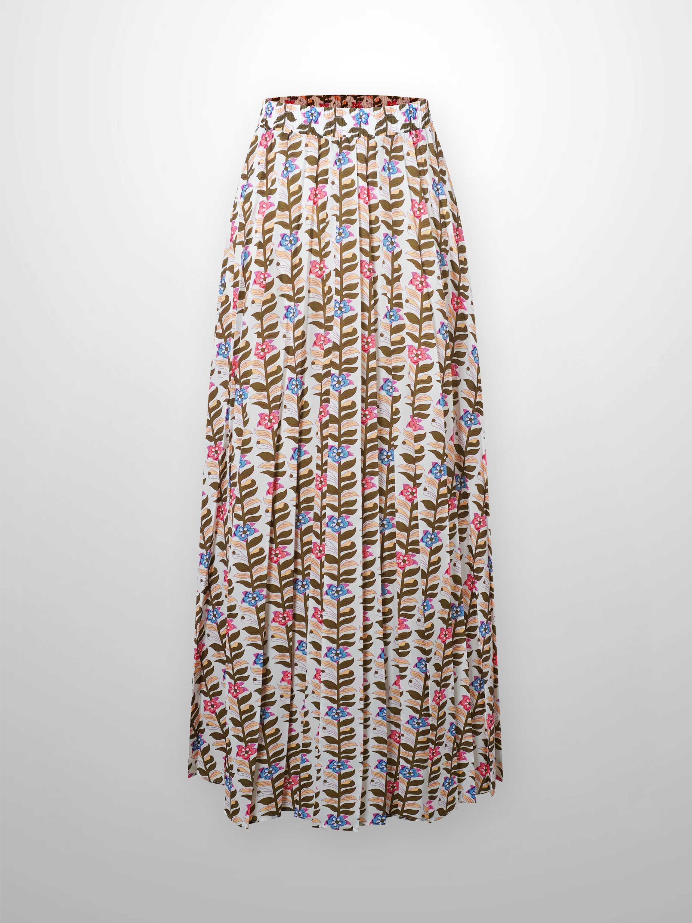 Covered Band Pleated Skirt 37"-Floral Vines