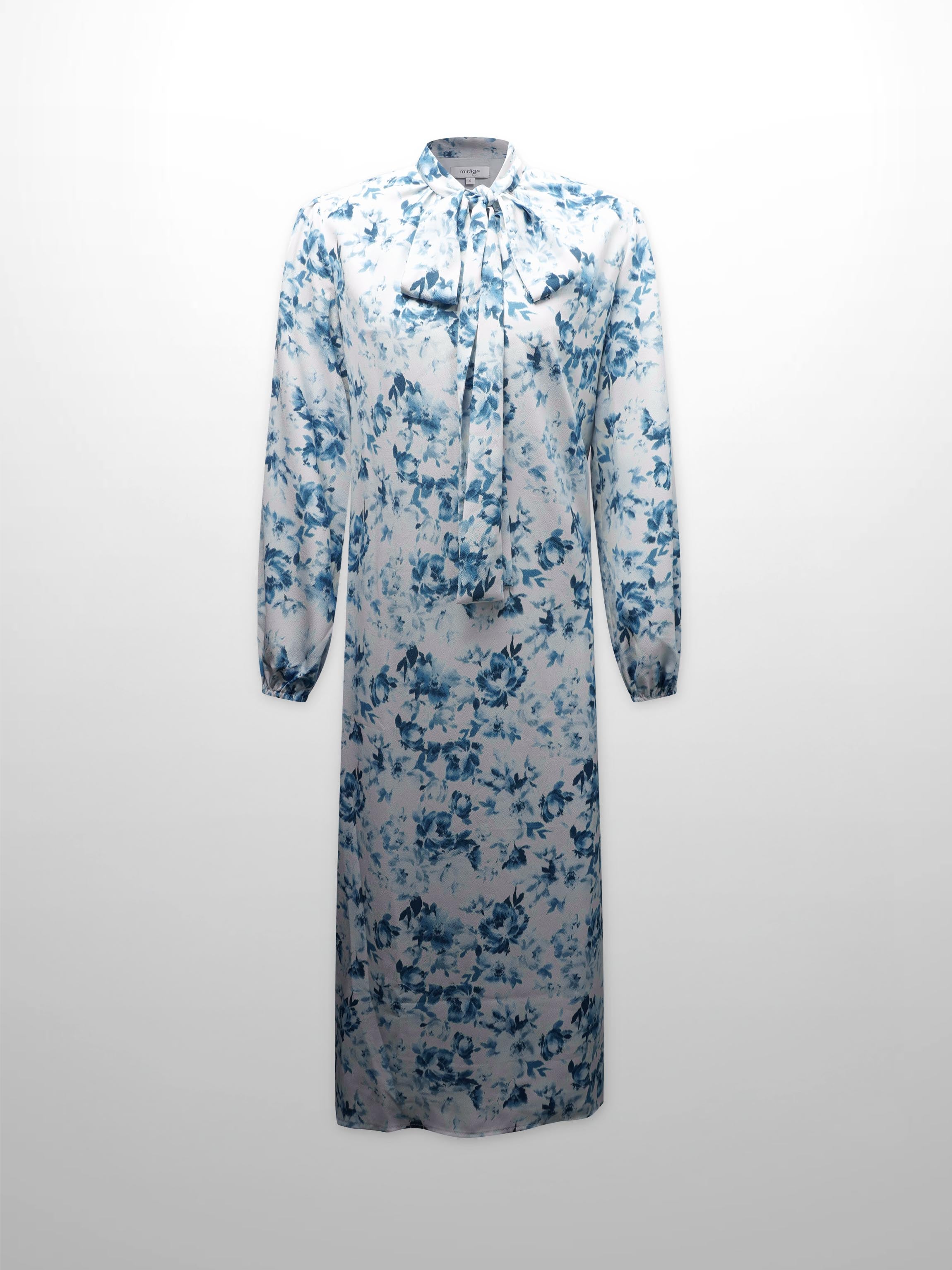 Tie Front Shirtdress-Light Blue Floral