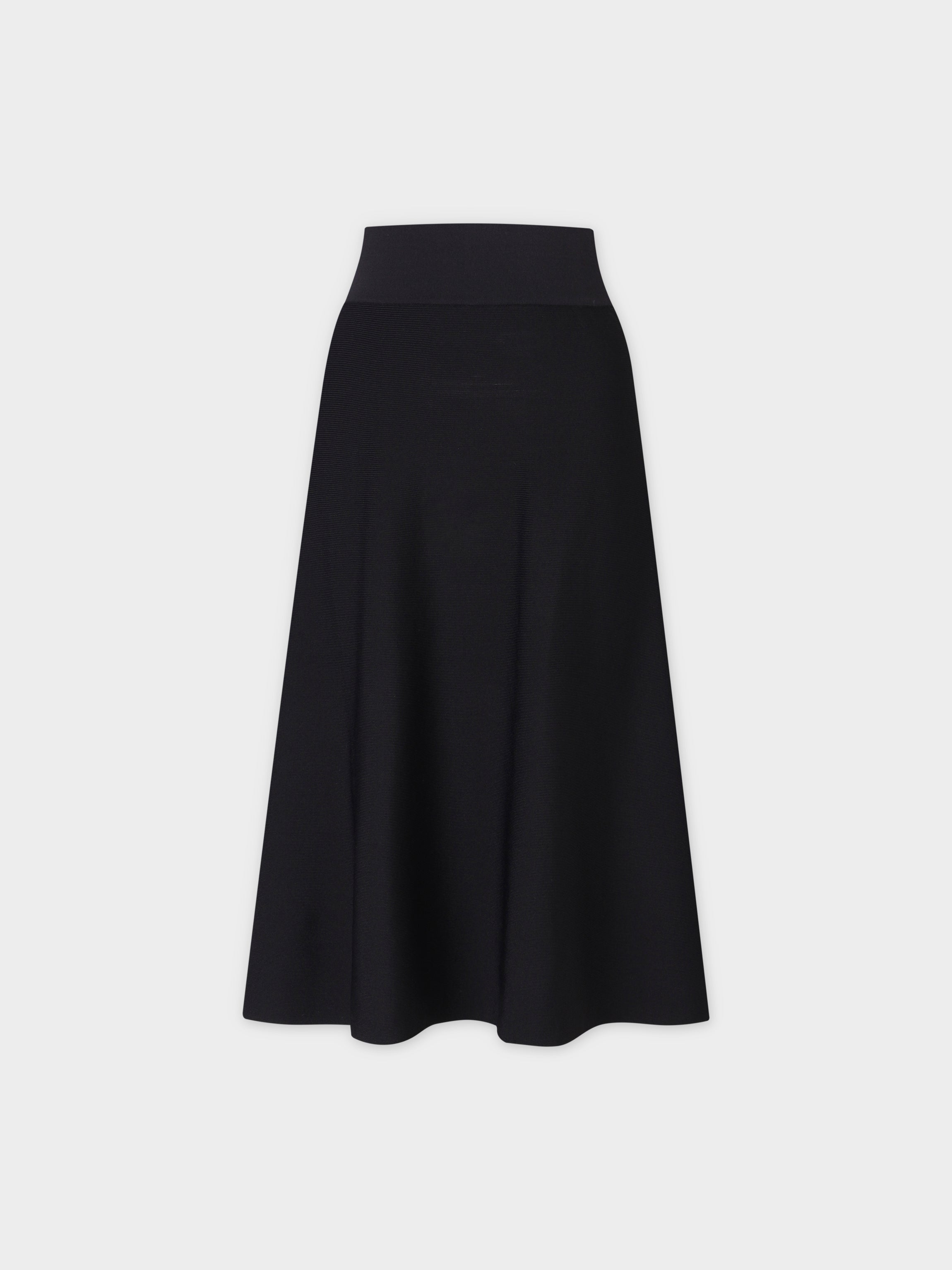 KNIT FLARED SKIRT-25"-BLACK