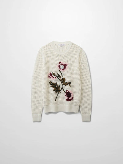 Embroidered Crochet Floral Sweater-Pink Floral