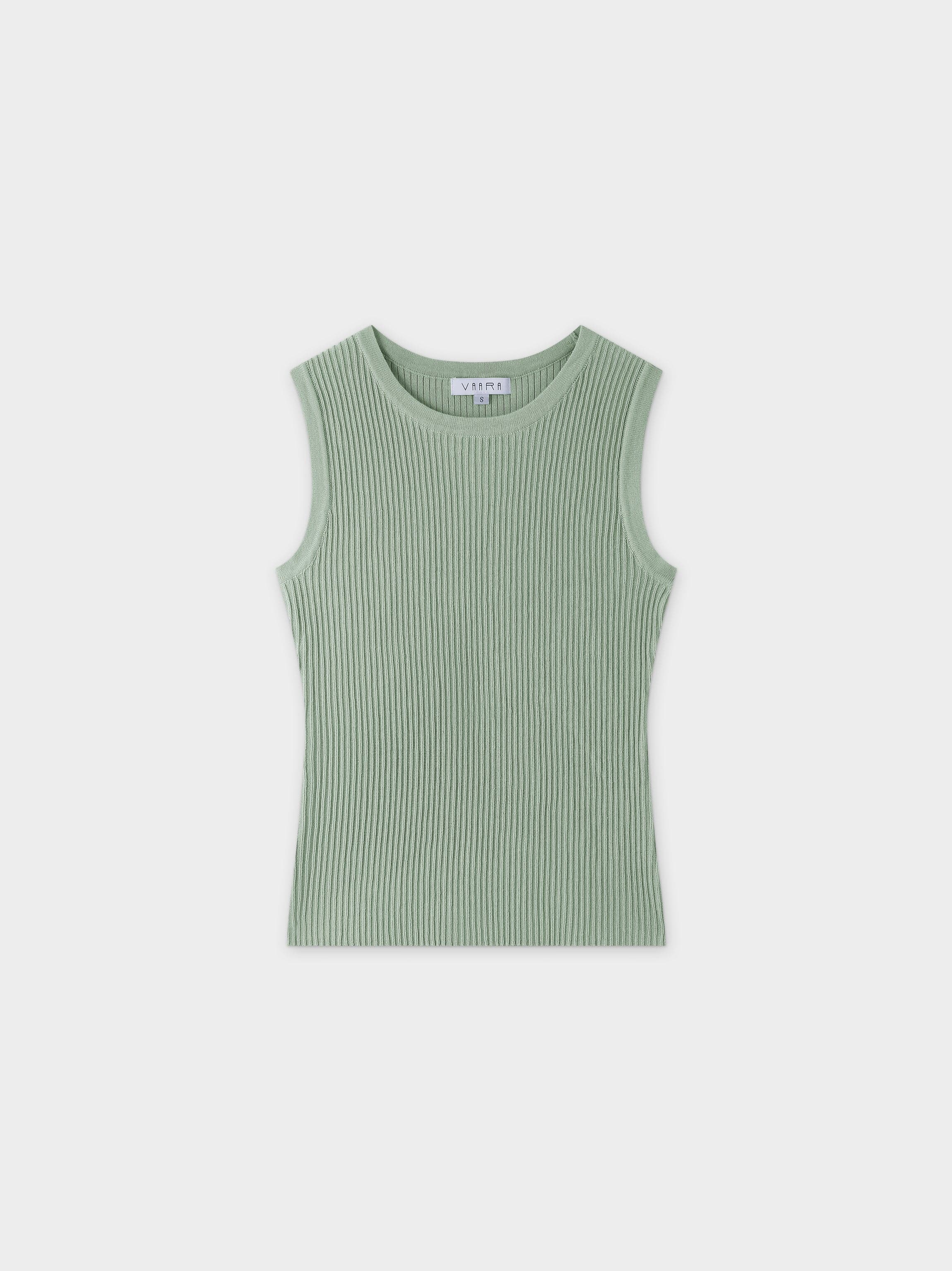 Sleeveless Ribbed Crew-Seafoam
