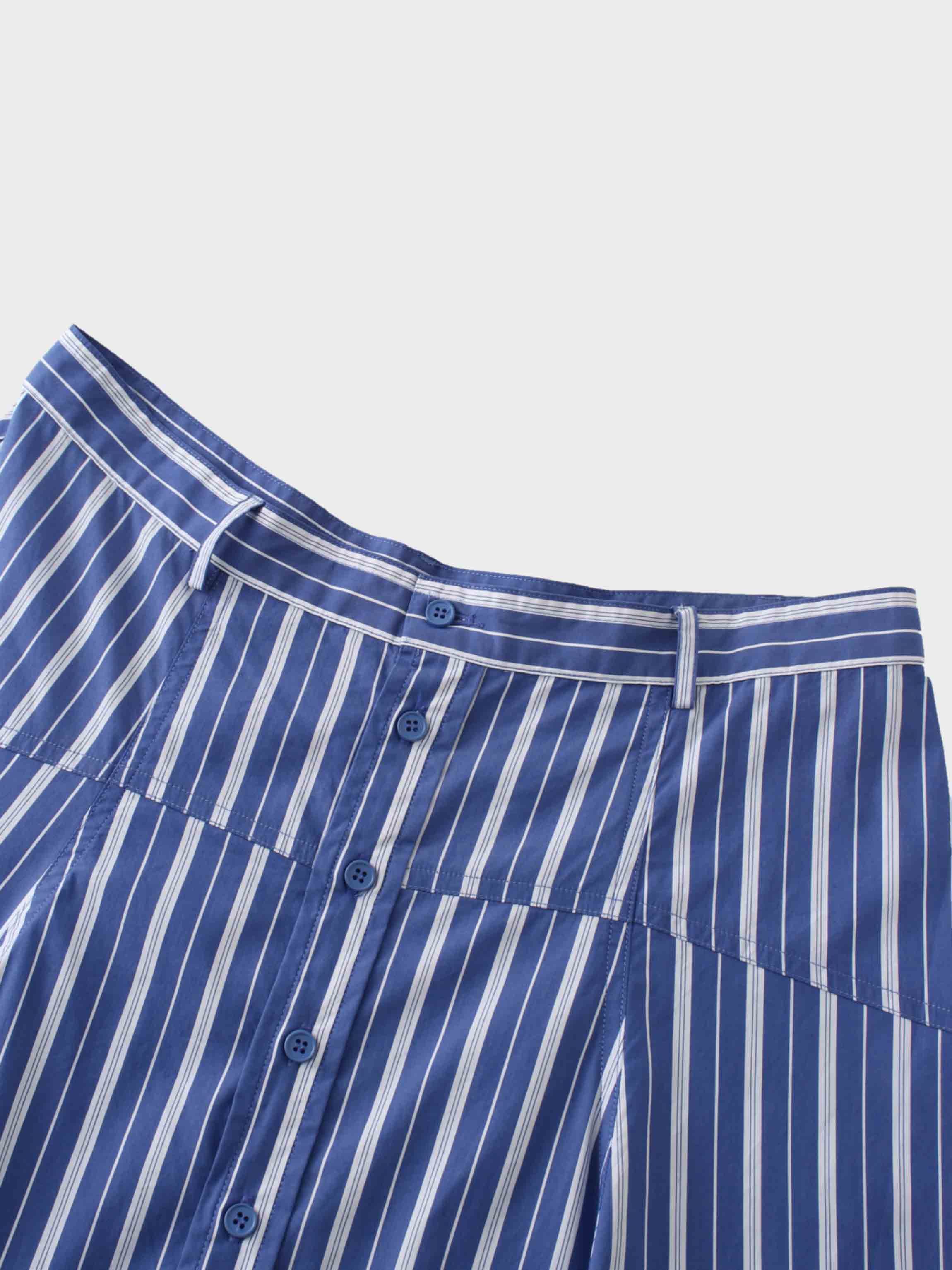 Button Down Yoke Circle Skirt-Blue Stripe