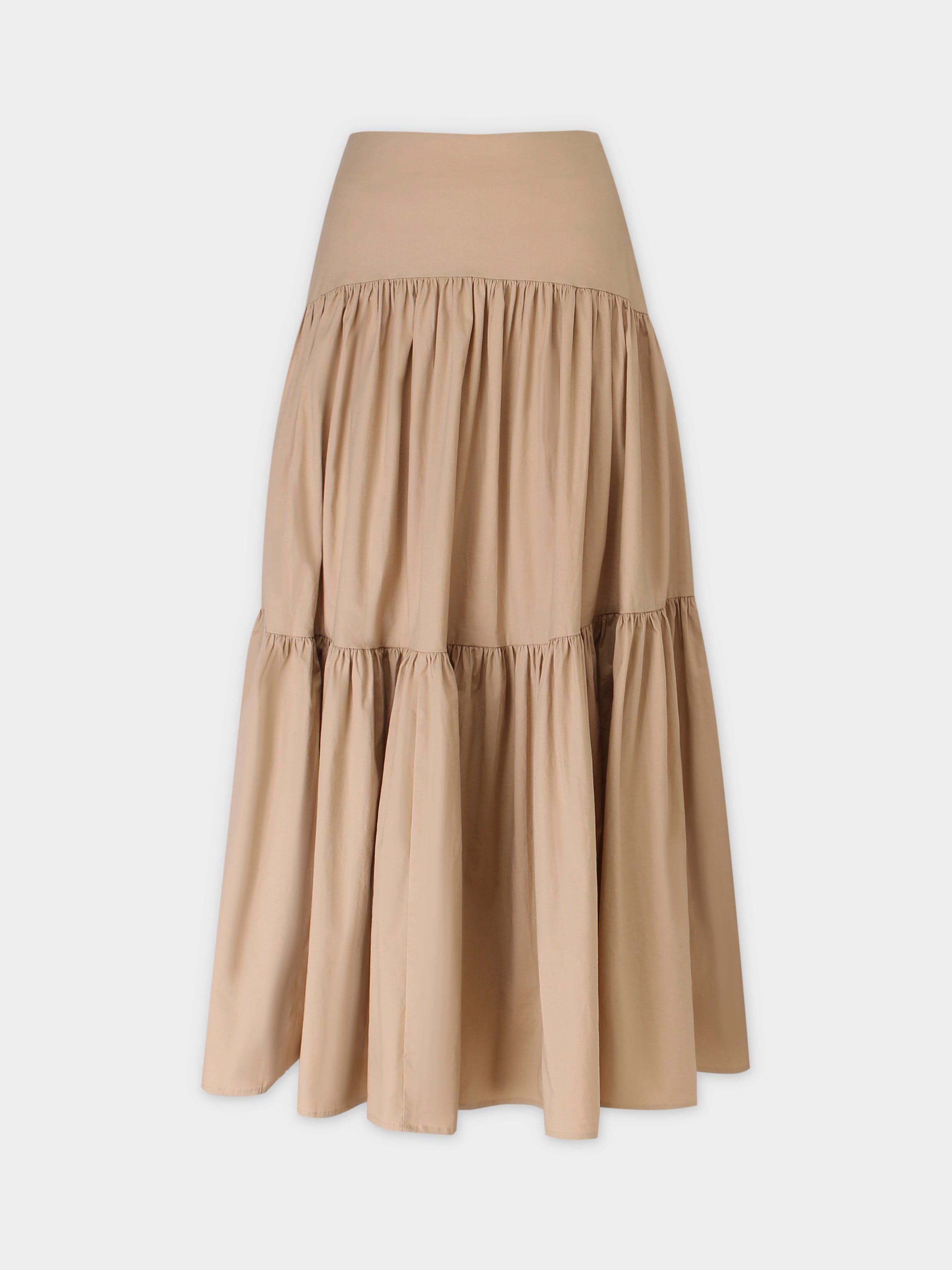 YOKE TIERED SKIRT-TAN