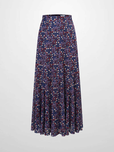 Mesh Trumpet Skirt-Lilac Flower