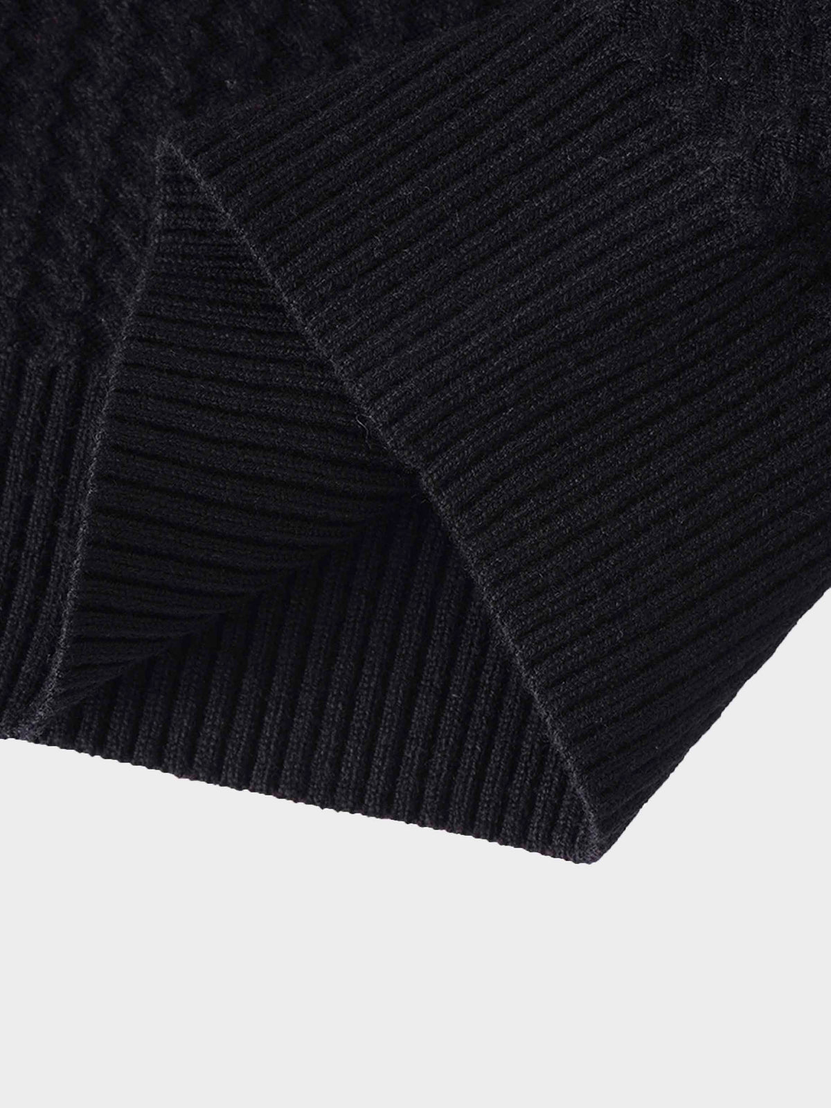 Waffle Wave Sweater- Solid Black