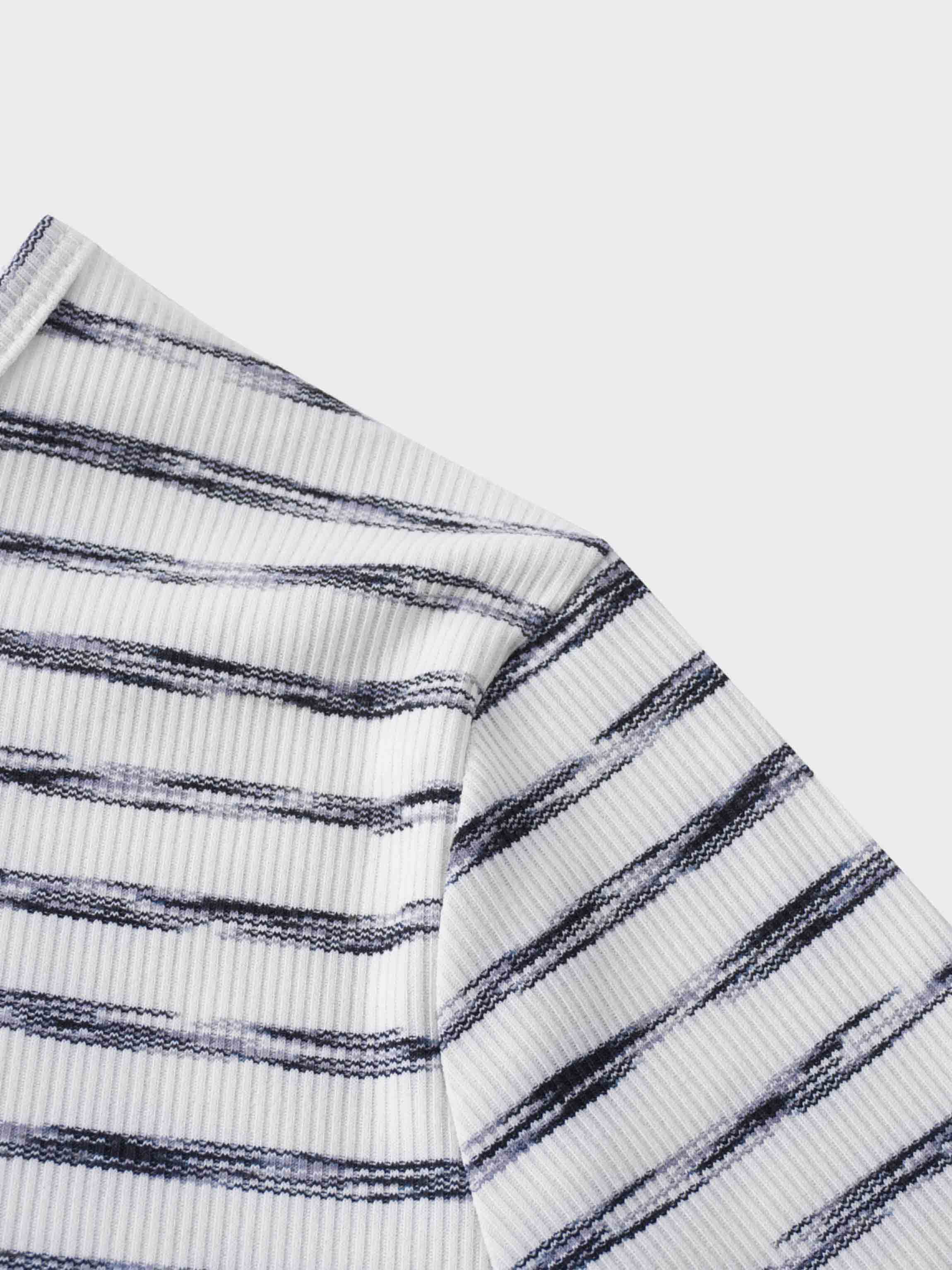 Multi Striped Ribbed Crew-Space Dye Black