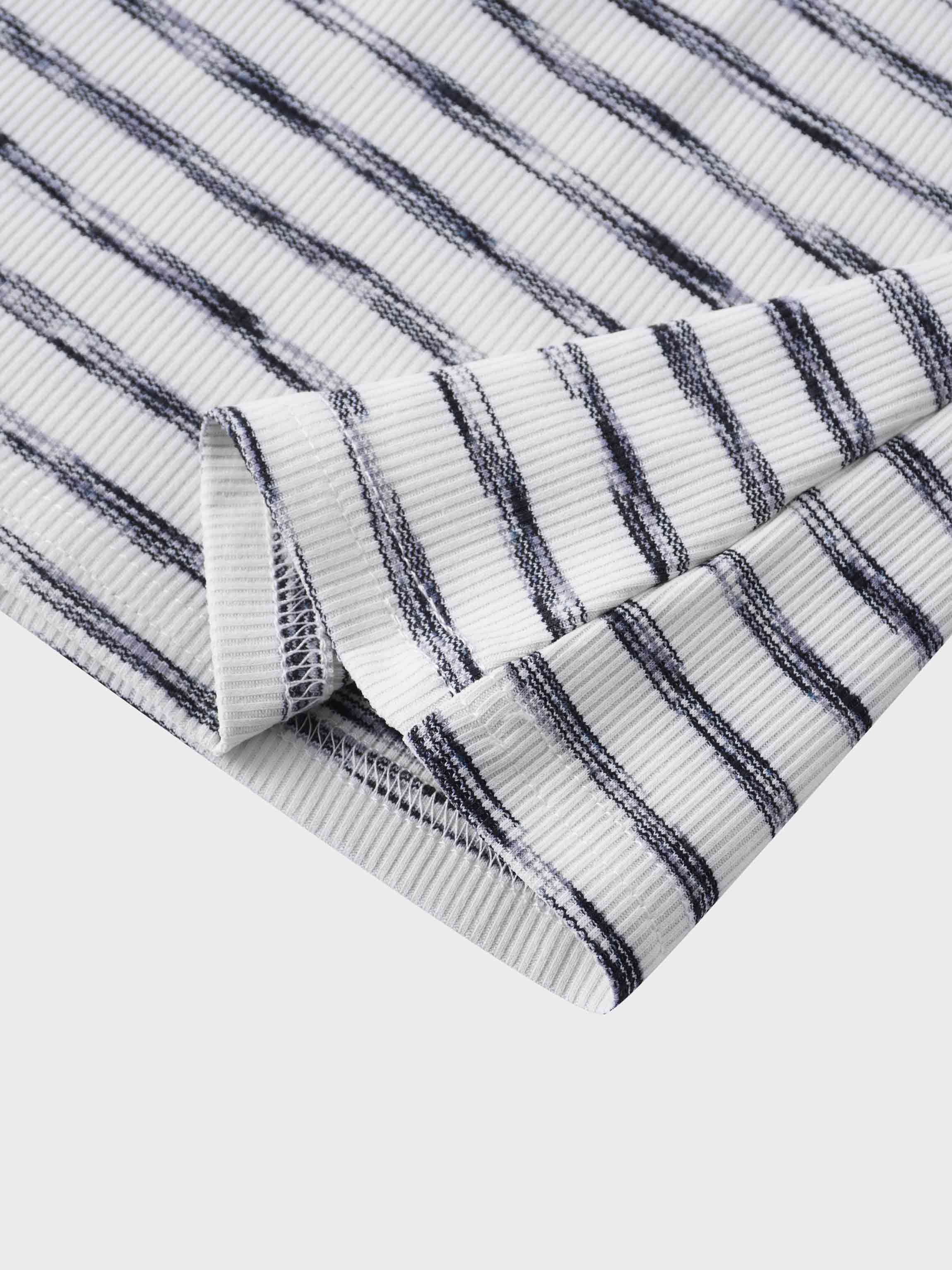 Multi Striped Ribbed Crew-Space Dye Black