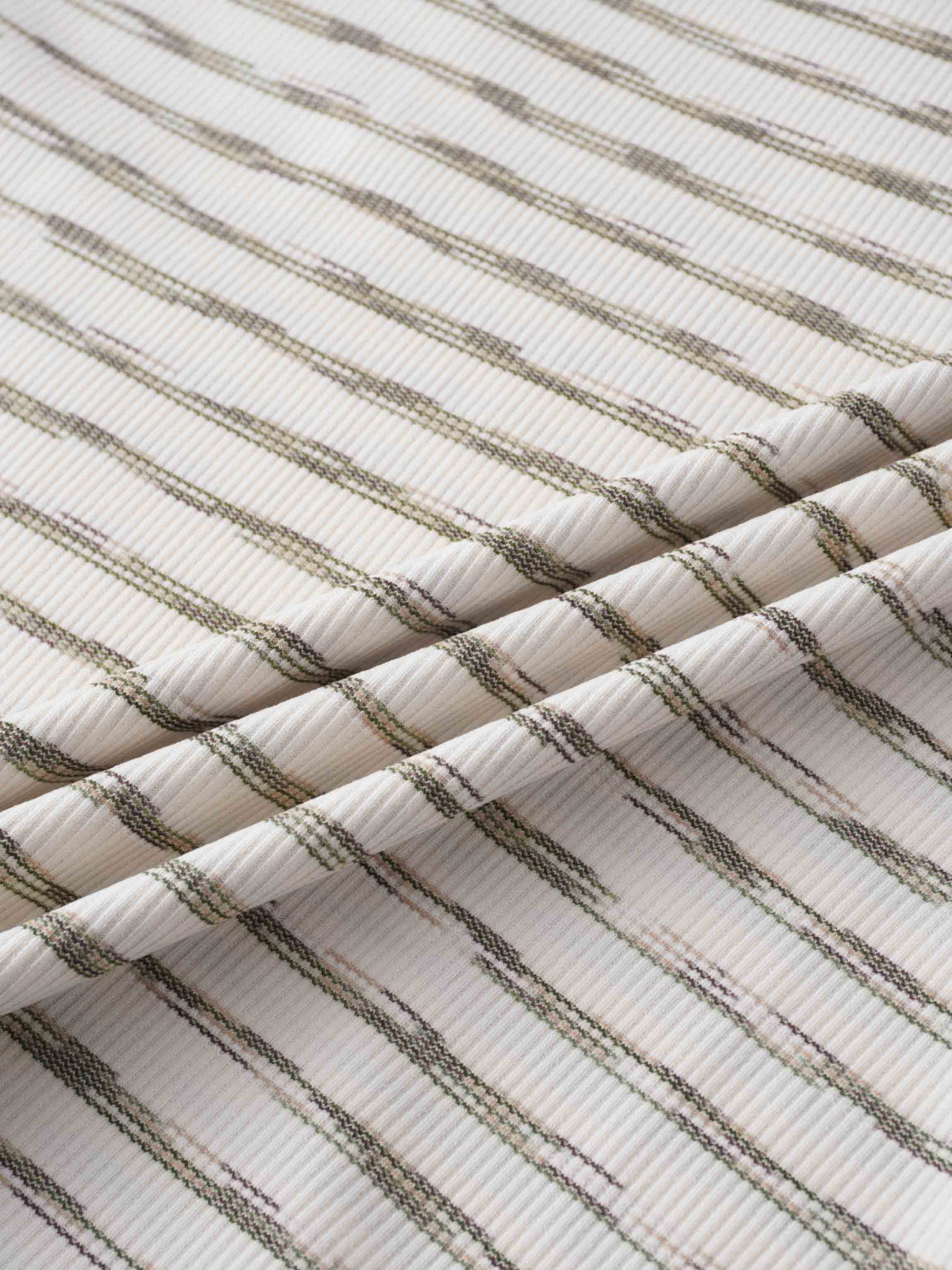 Multi Striped Ribbed Crew-Space Dye Olive