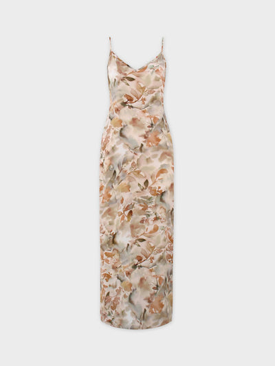 Printed V-Neck Layering Dress-Watercolor Floral