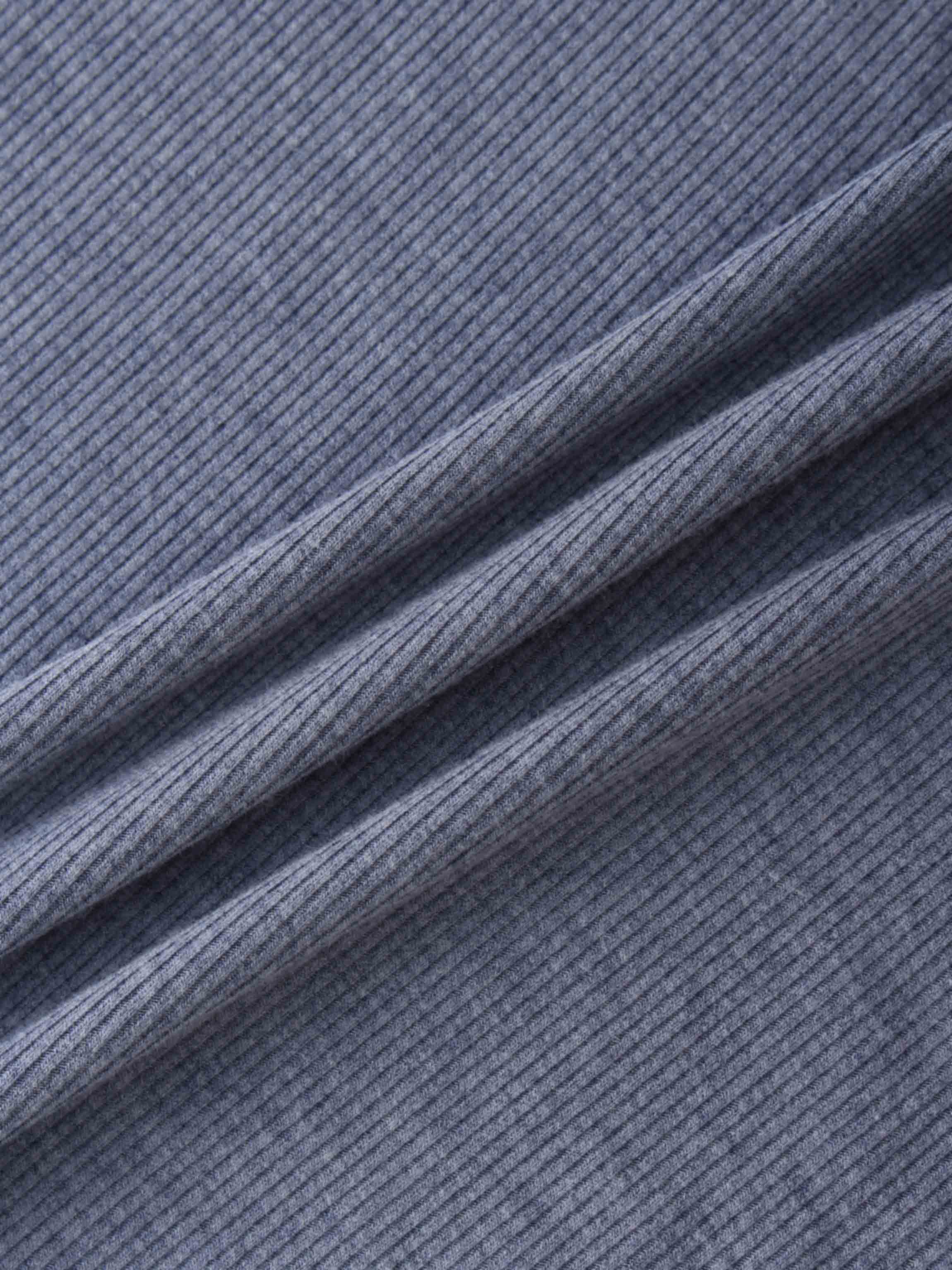 Ribbed T-shirt Pocket Dress-Heather Blue