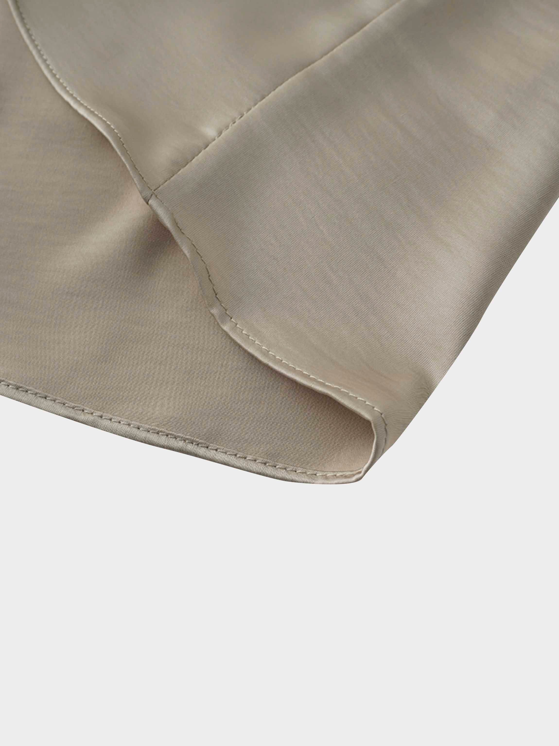 High/Low Faux Satin Crossover Top-Celery Green