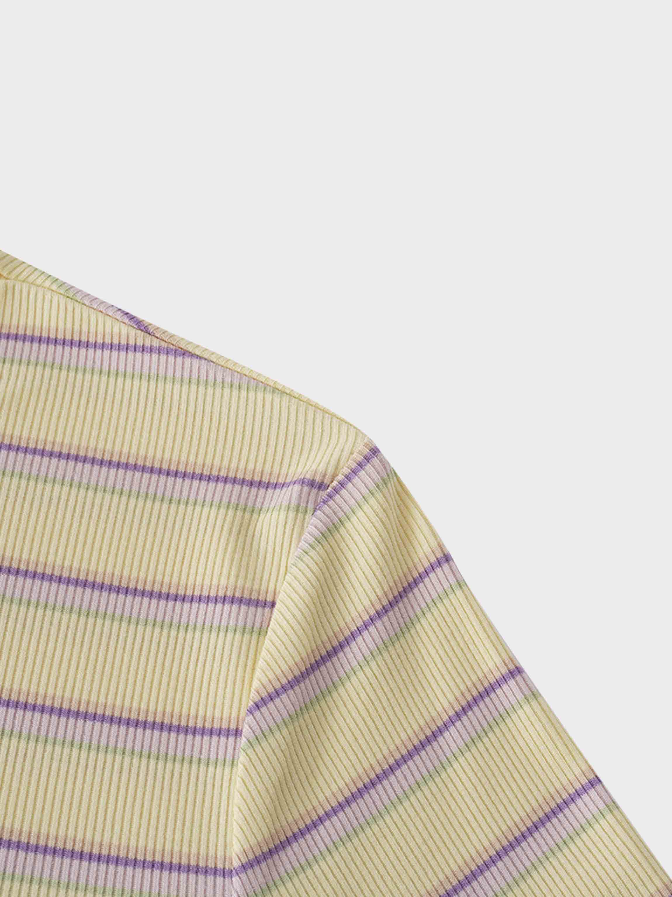 Striped Wrap Tee-Yellow