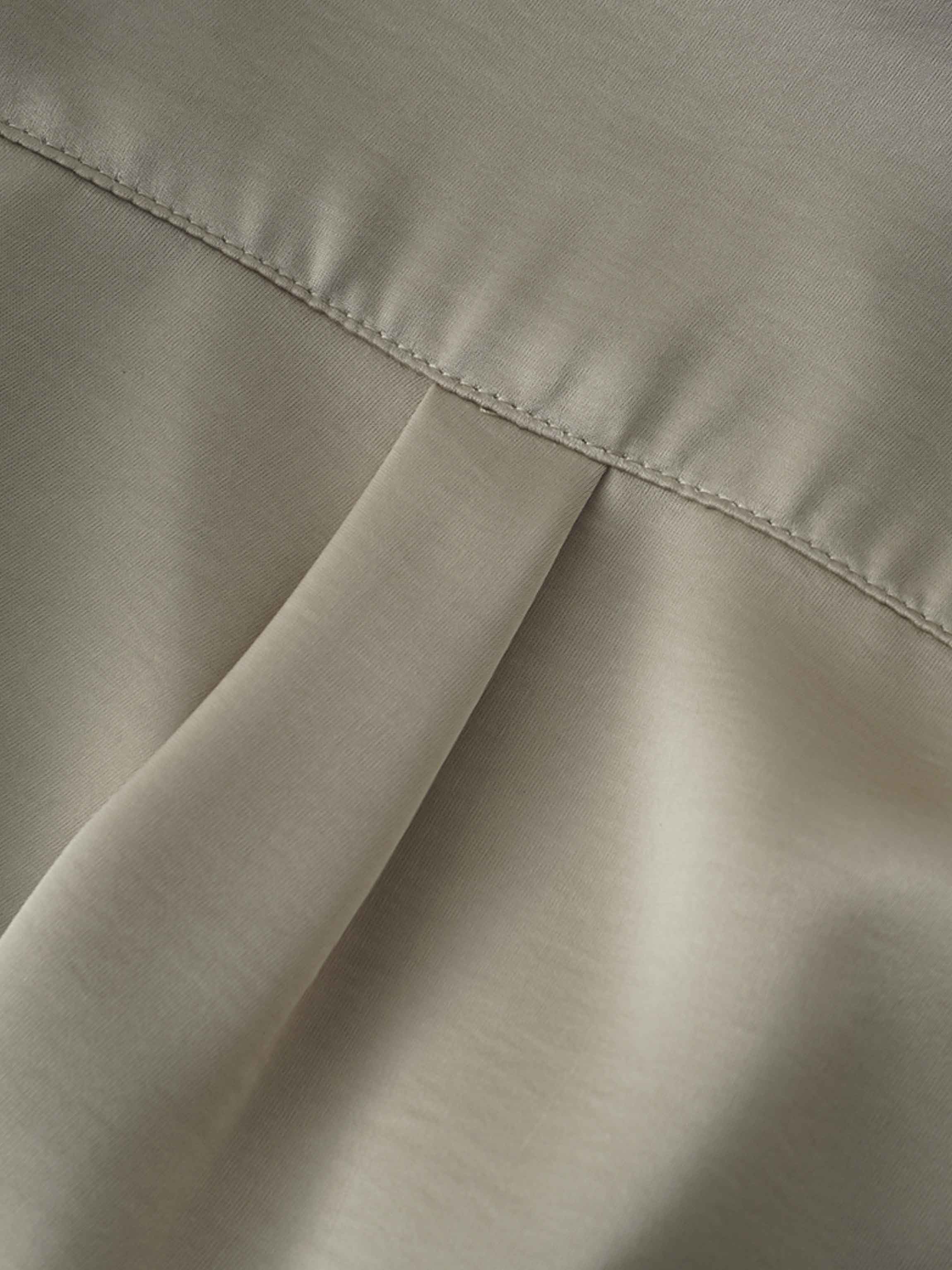 High/Low Faux Satin Crossover Top-Celery Green