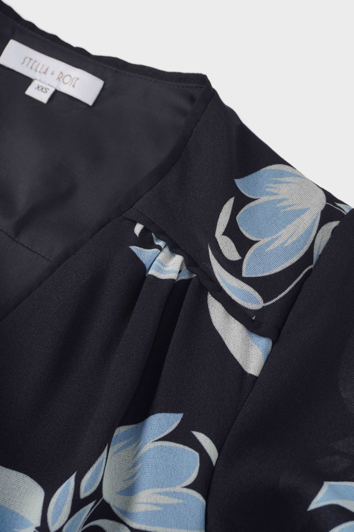 Flutter Sleeve Wrap Dress-Blue Flower