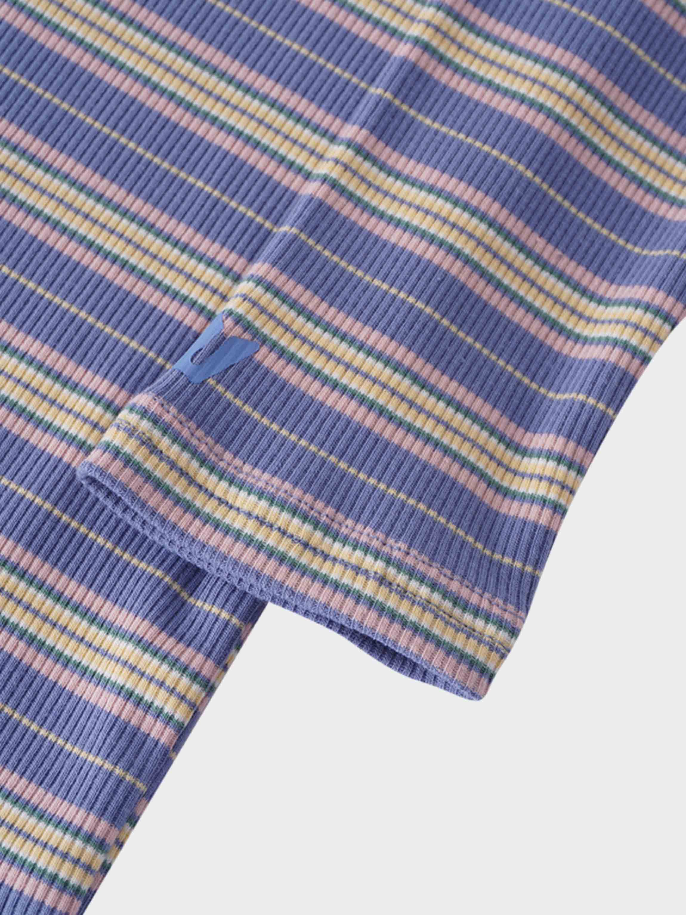 Striped Wrap Tee-Blue