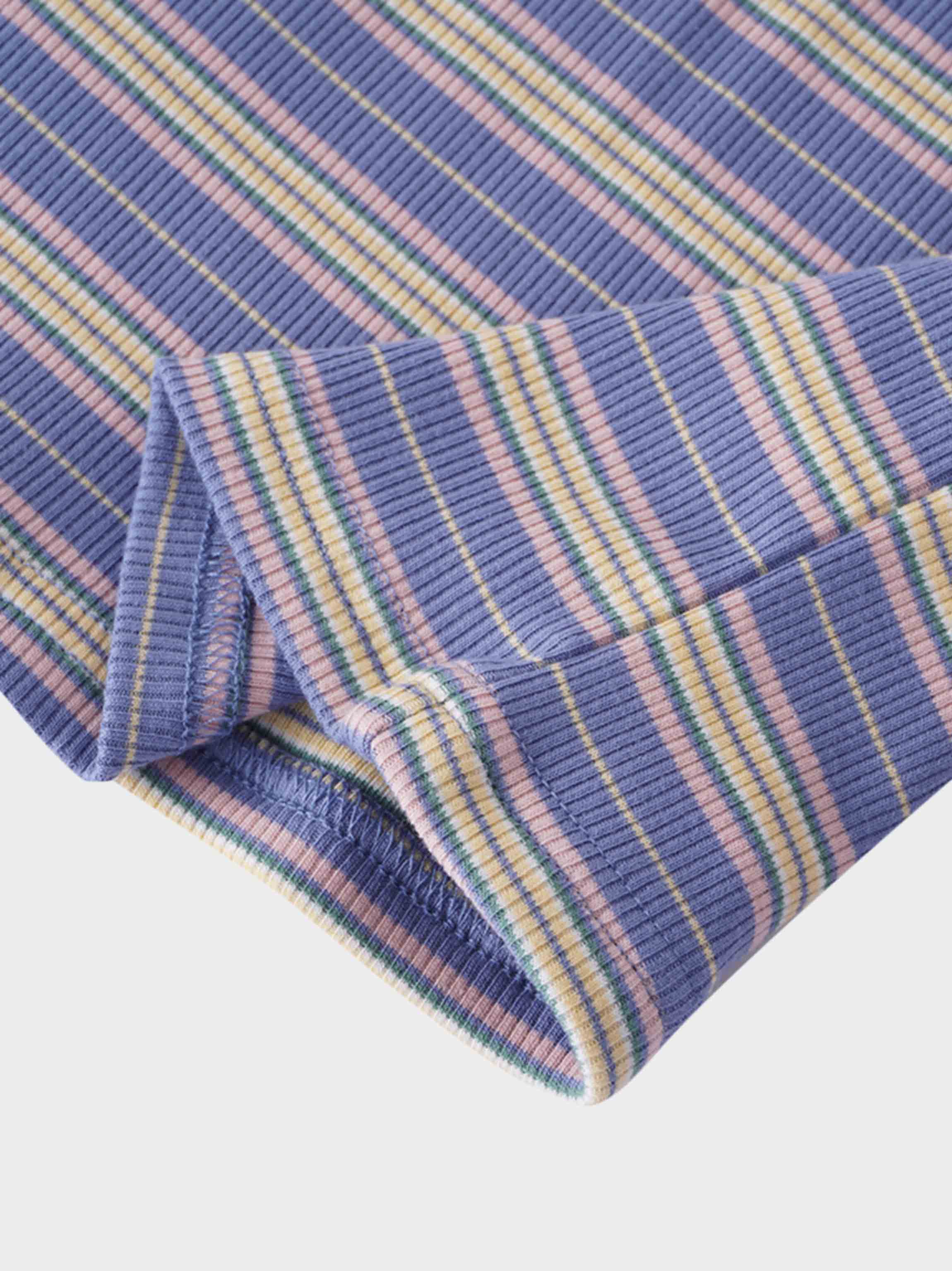 Striped Wrap Tee-Blue