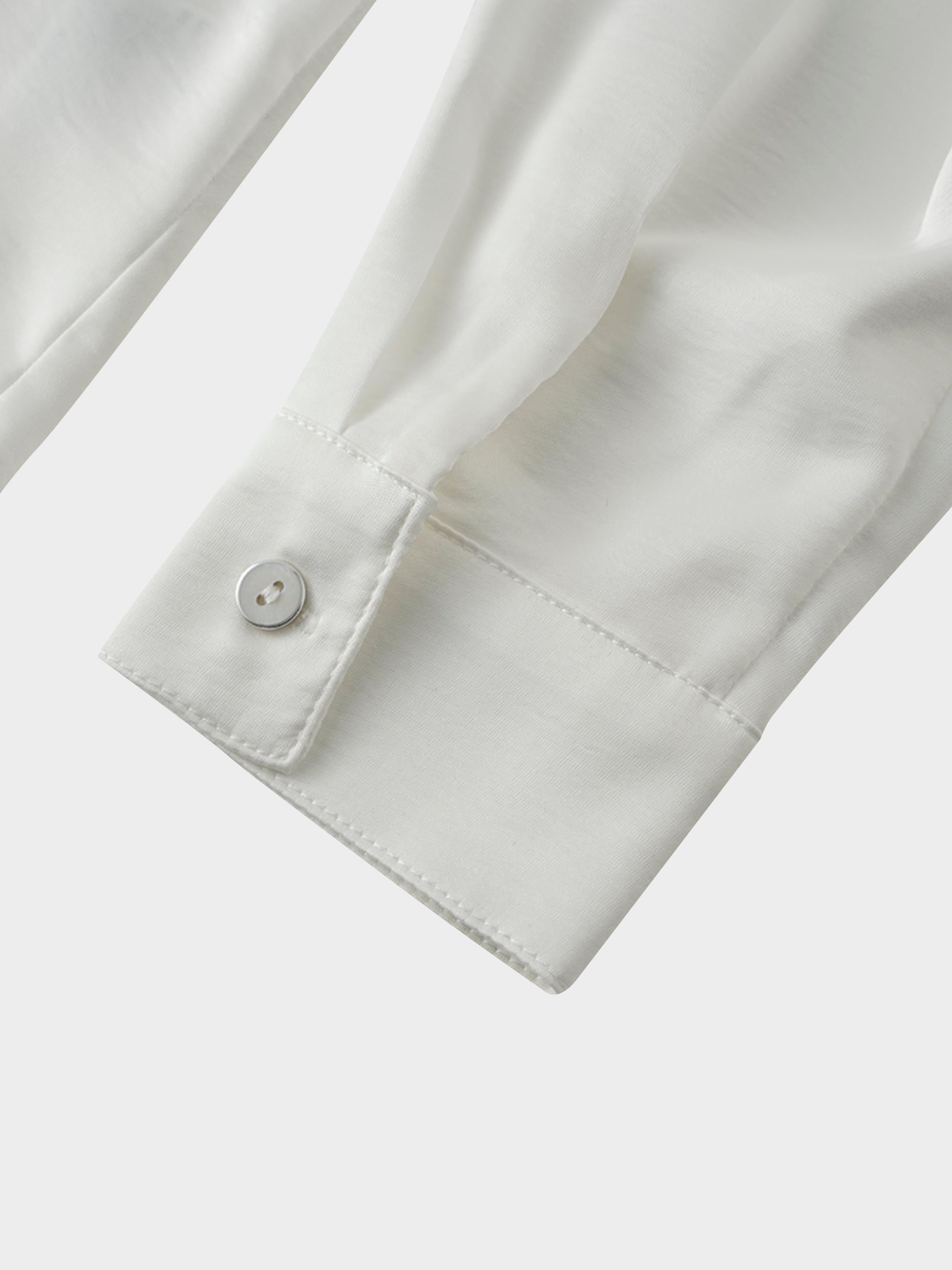 High/Low Faux Satin Crossover Top-White