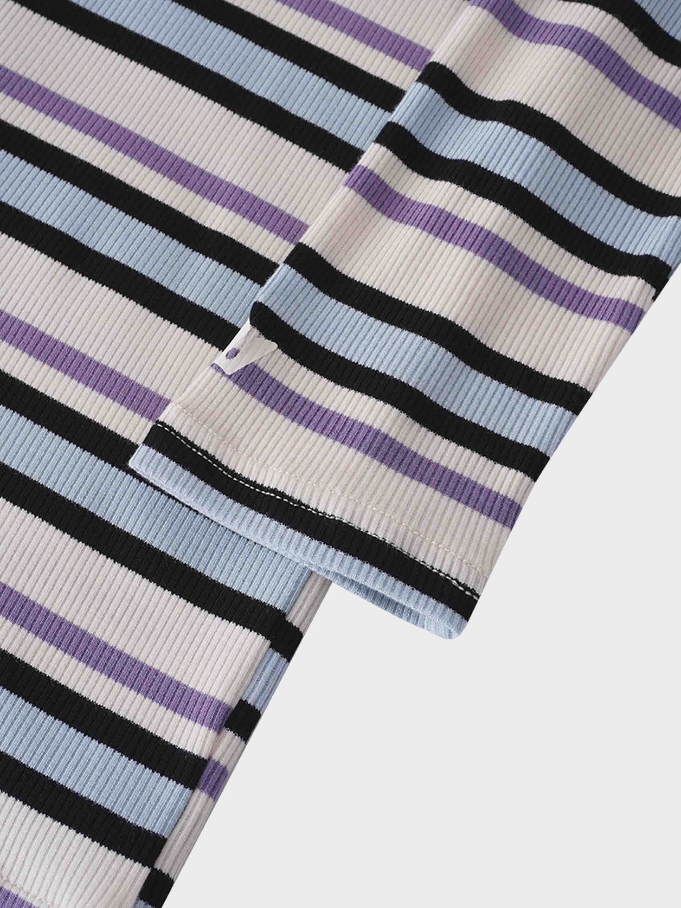 Striped Wrap Tee-Ivory/Light Blue