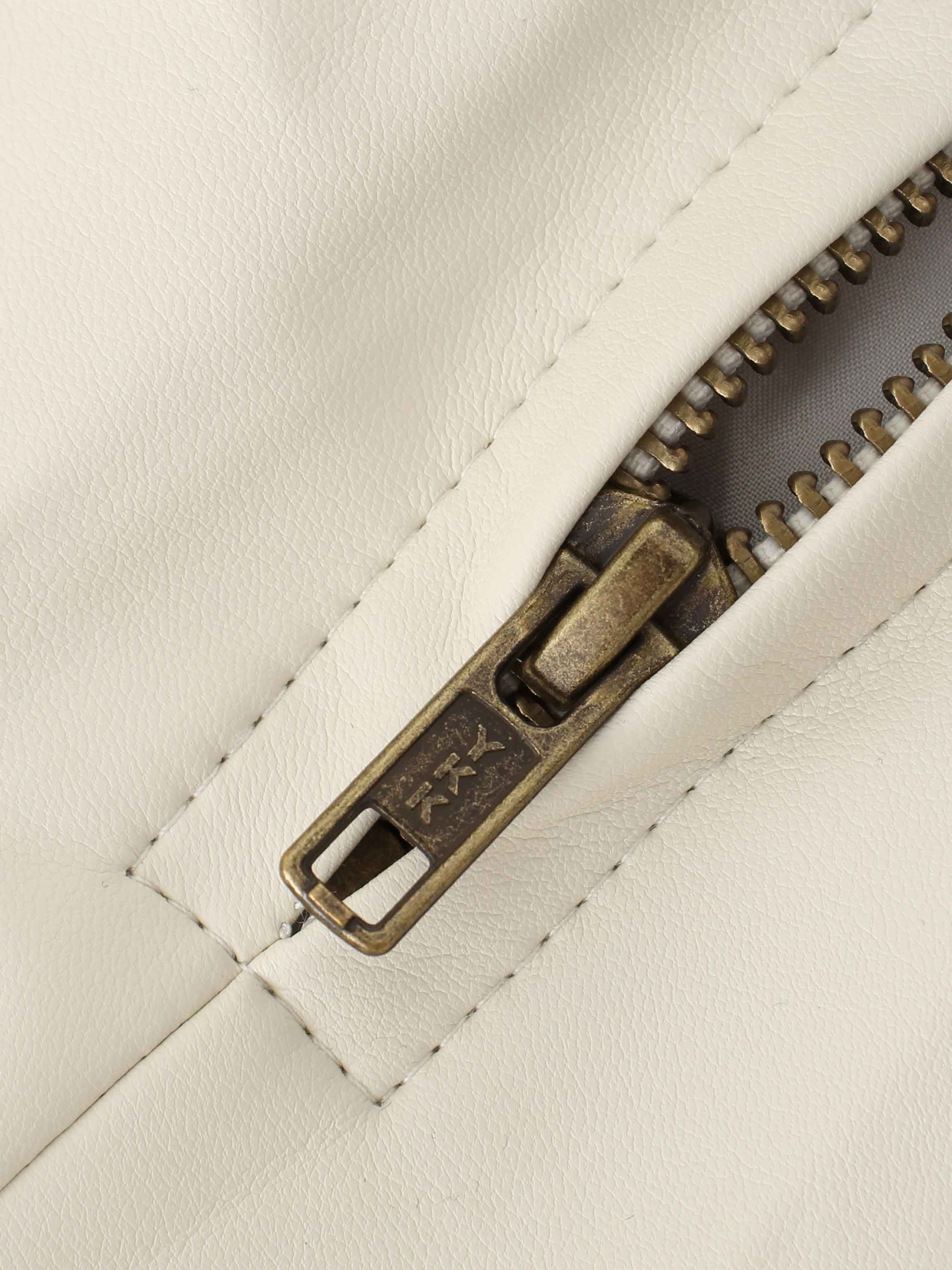 Flare Leather Skirt 25.5"-Ivory