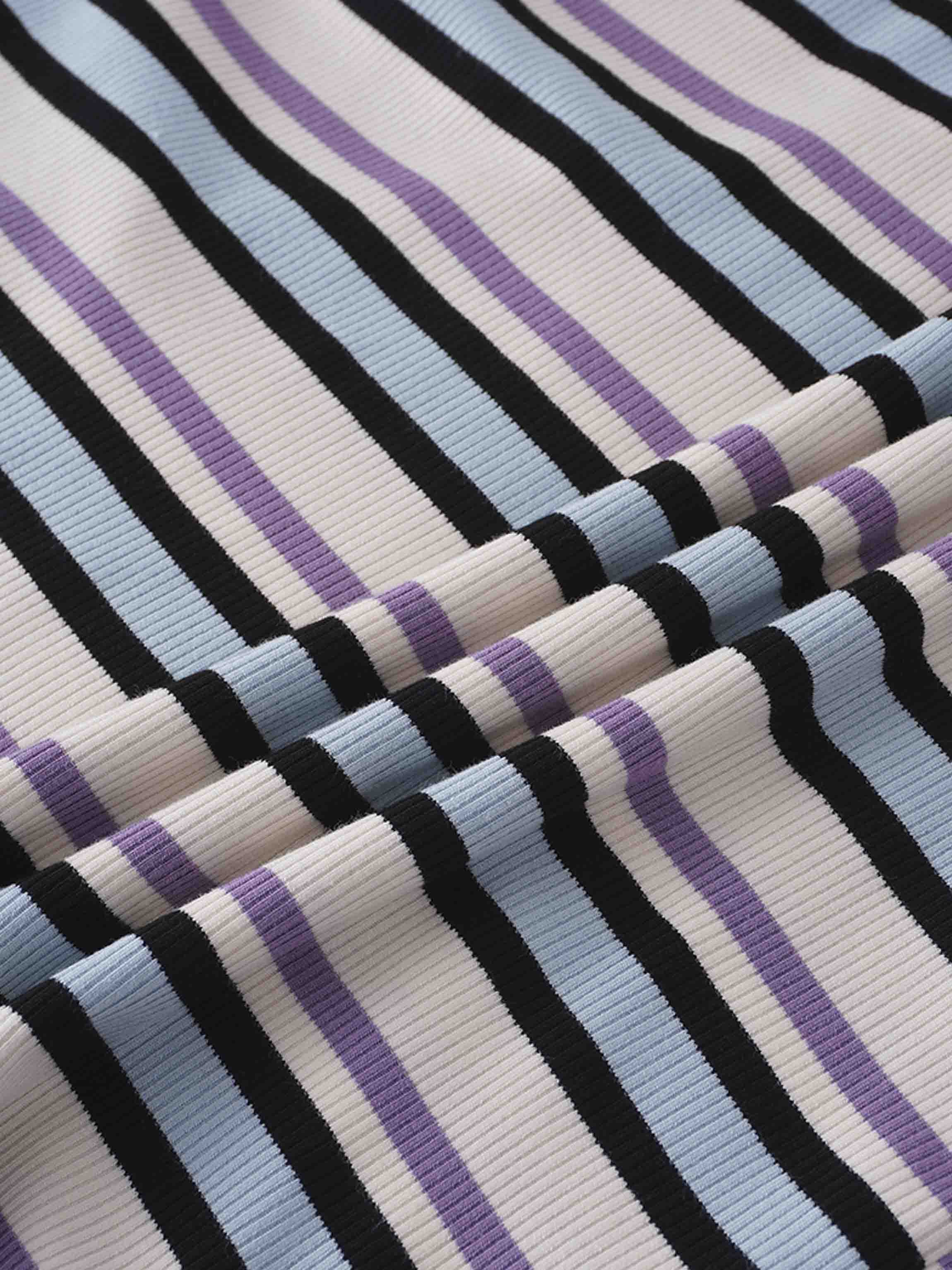 Striped Wrap Tee-Ivory/Light Blue