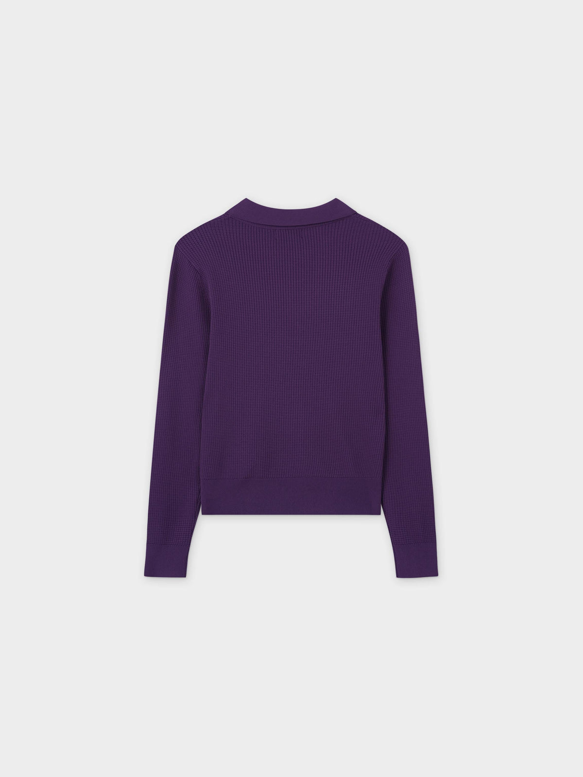Waffle Collared Sweater-Purple