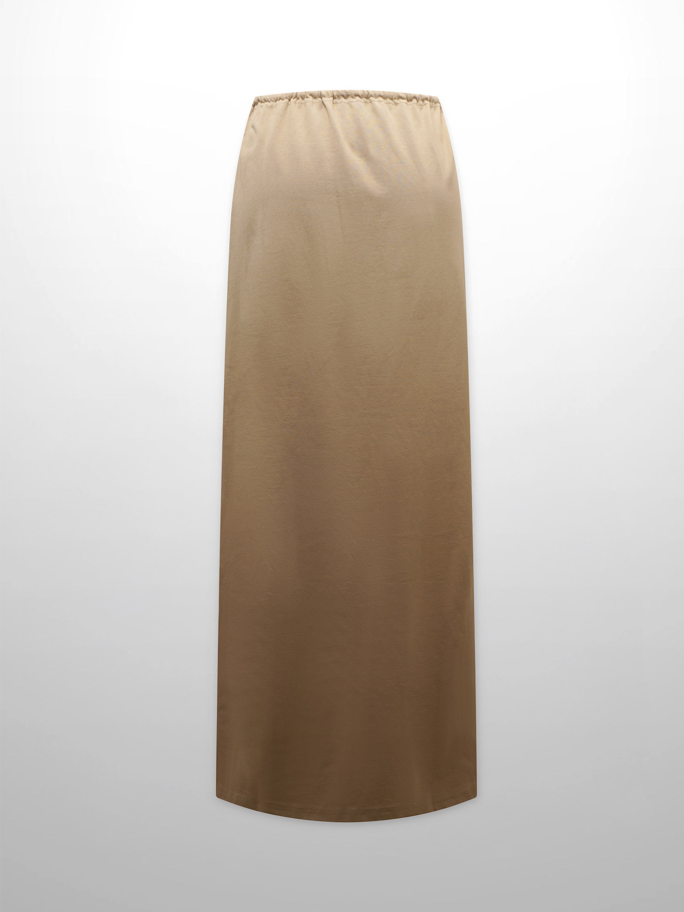Straight Maxi Drawstring T-Shirt Skirt-Tan